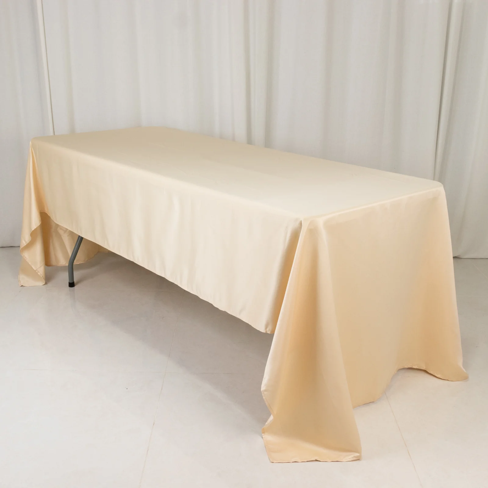 Lamour Satin Rectangle Tablecloth 60"x126" Beige - Fade & Wrinkle-Resistant Table Cover