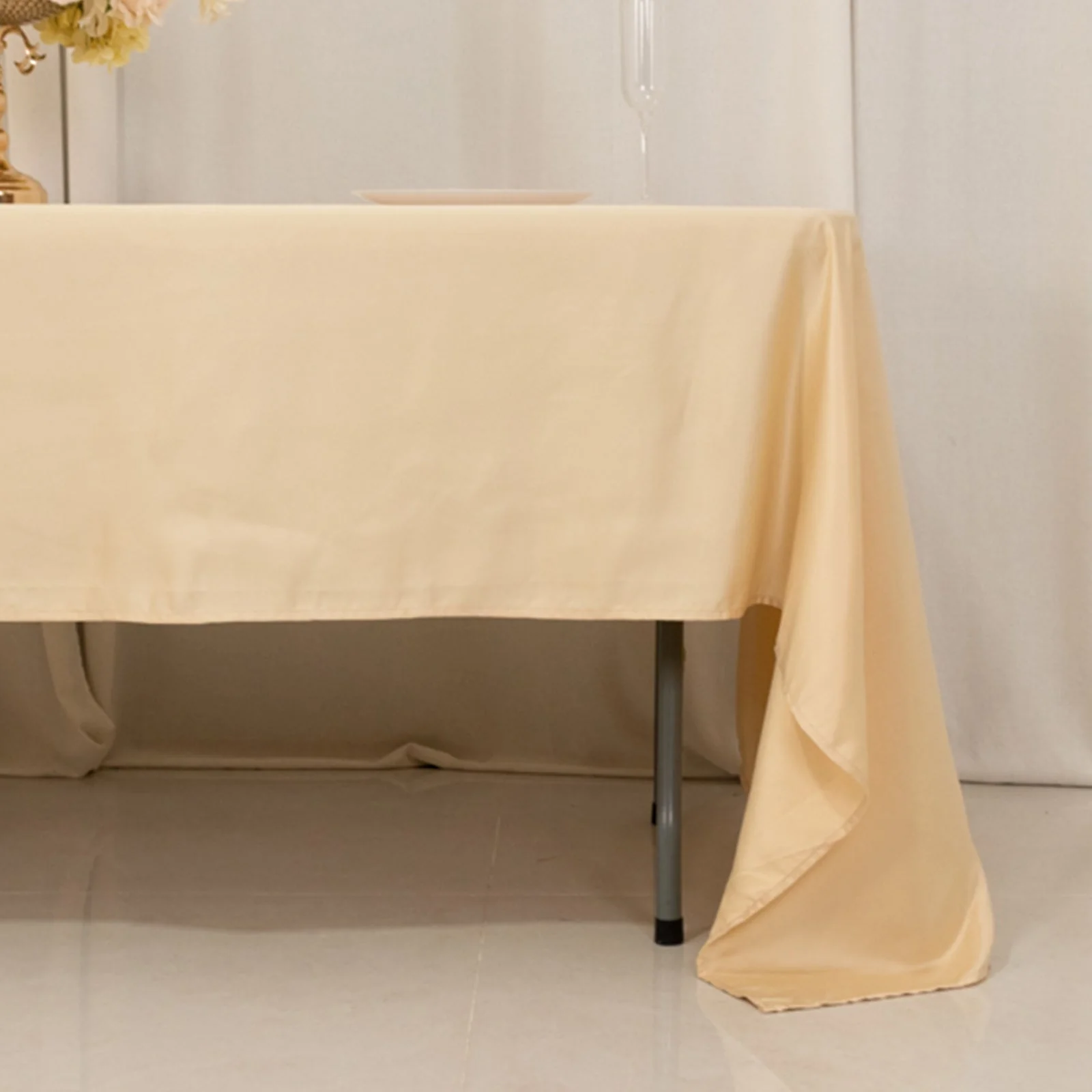 Lamour Satin Rectangle Tablecloth 60"x126" Beige - Fade & Wrinkle-Resistant Table Cover - Image 2