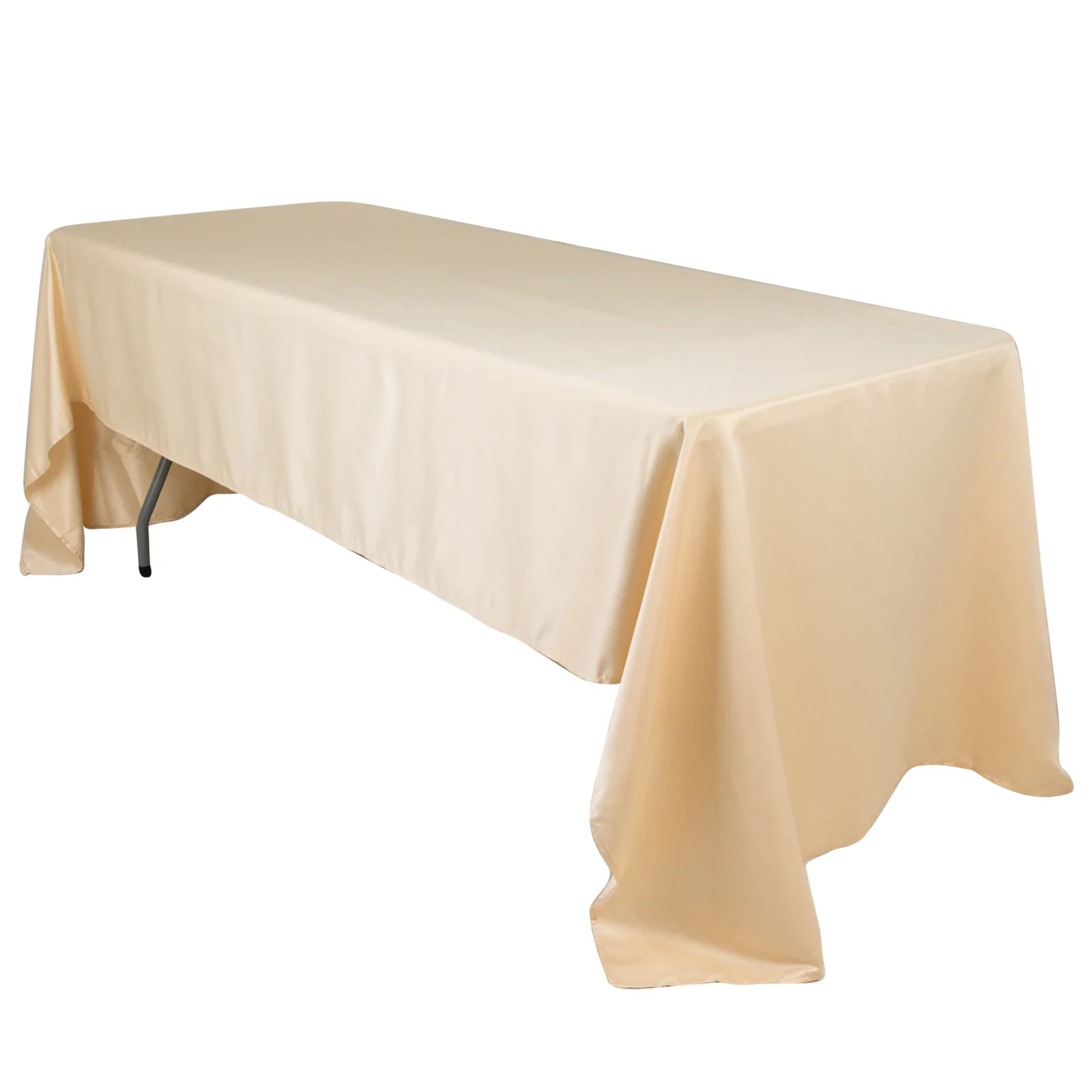 Lamour Satin Rectangle Tablecloth 60"x126" Beige - Fade & Wrinkle-Resistant Table Cover - Image 3