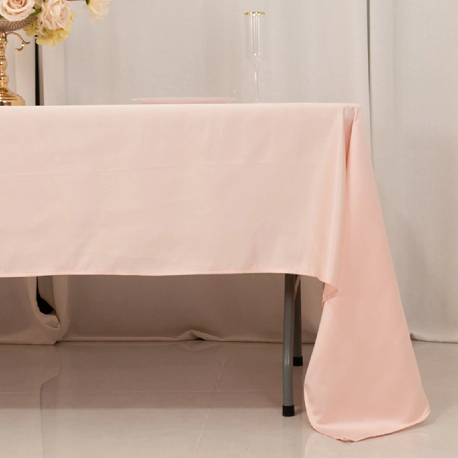 Lamour Satin Rectangle Tablecloth 60"x126" Blush - Fade & Wrinkle-Resistant Table Cover - Image 2
