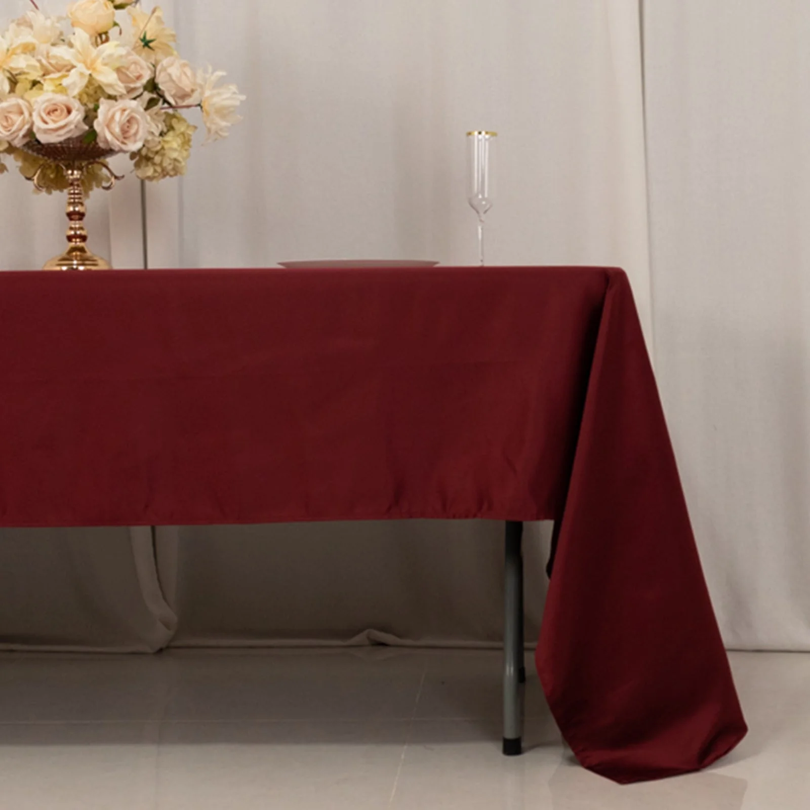Lamour Satin Rectangle Tablecloth 60"x126" Burgundy - Fade & Wrinkle-Resistant Table Cover - Image 2