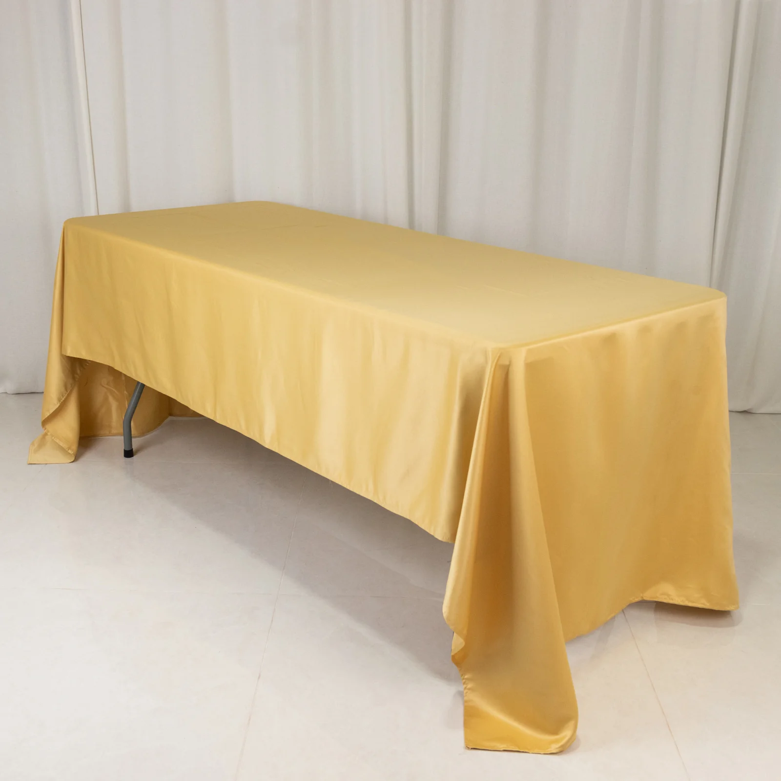 Lamour Satin Rectangle Tablecloth 60"x126" Champagne - Fade & Wrinkle-Resistant Table Cover