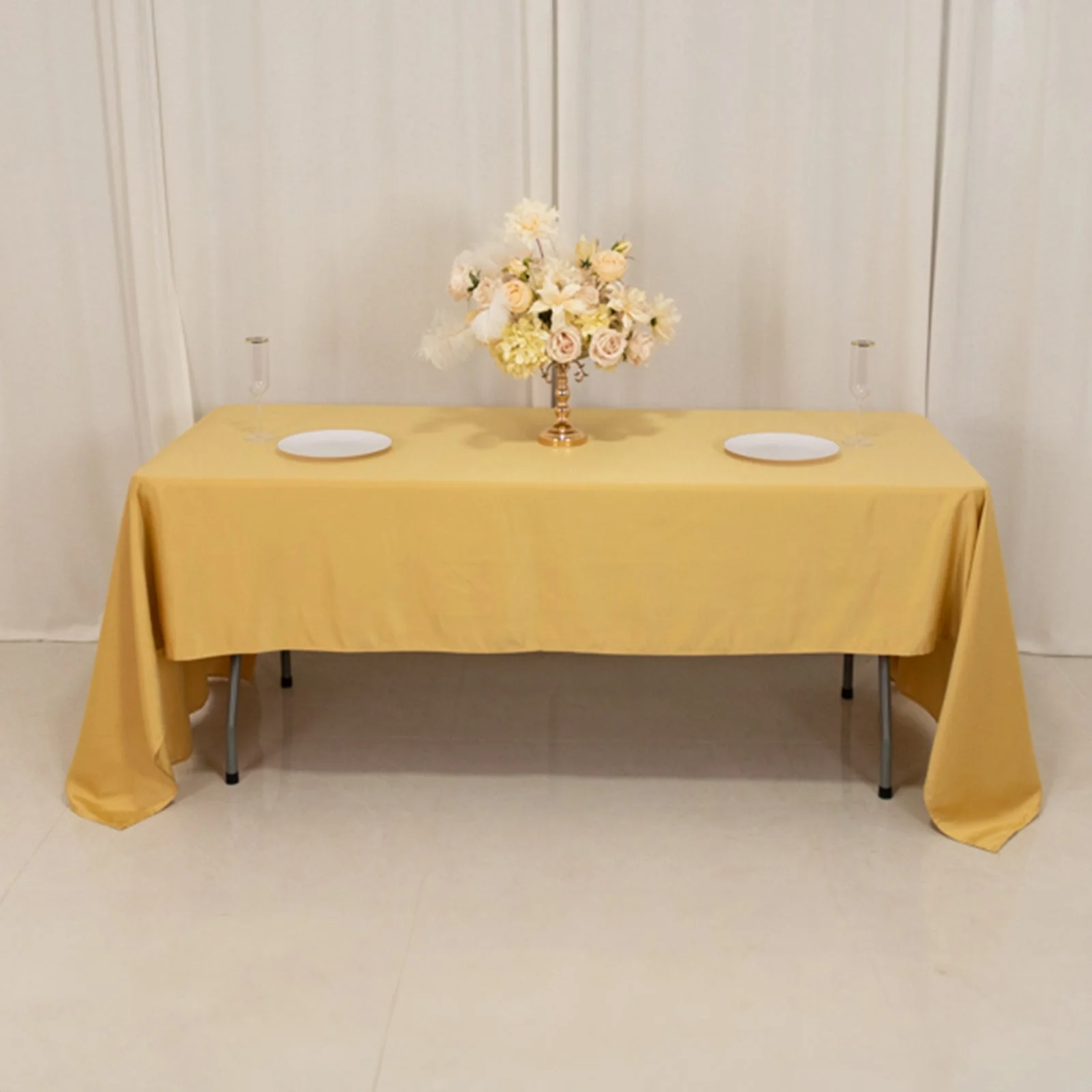 Lamour Satin Rectangle Tablecloth 60"x126" Champagne - Fade & Wrinkle-Resistant Table Cover - Image 7