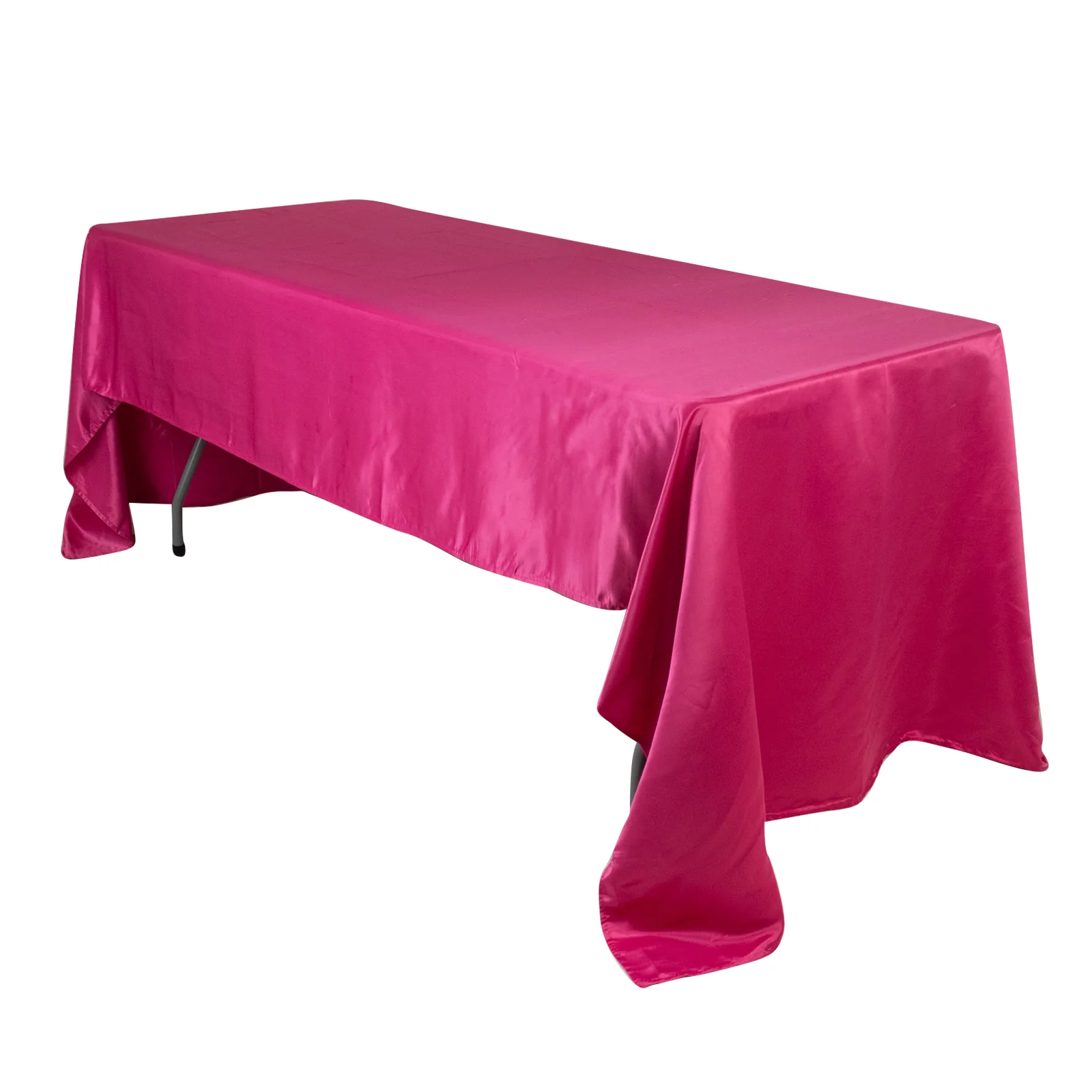 Lamour Satin Rectangle Tablecloth 60"x126" Fuchsia - Fade & Wrinkle-Resistant Table Cover - Image 2