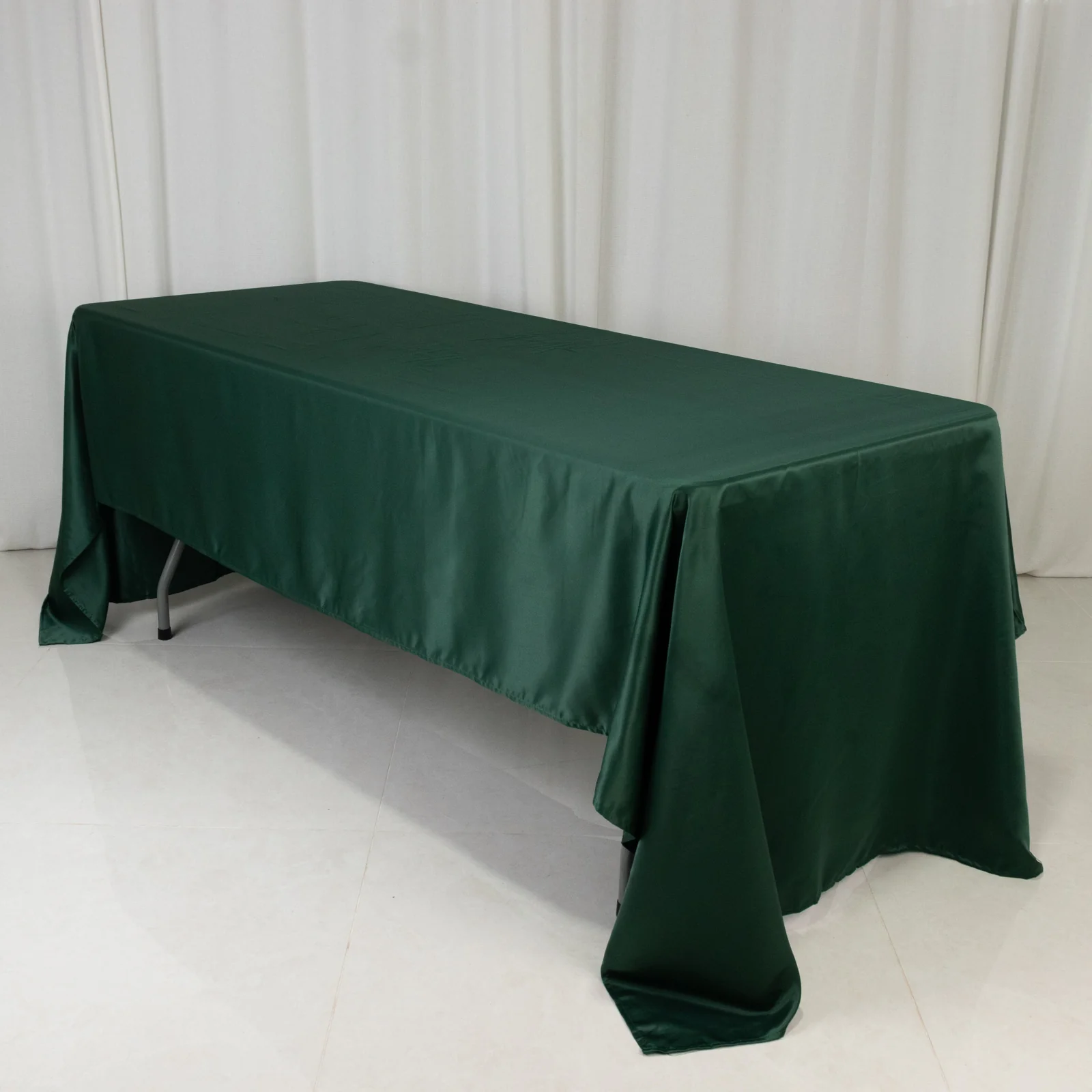 Lamour Satin Rectangle Tablecloth 60"x126" Hunter Emerald Green - Fade & Wrinkle-Resistant Table Cover