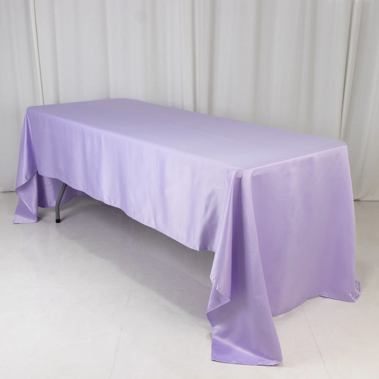 Lamour Satin Rectangle Tablecloth 60"x126" Lavender Lilac - Fade & Wrinkle-Resistant Table Cover
