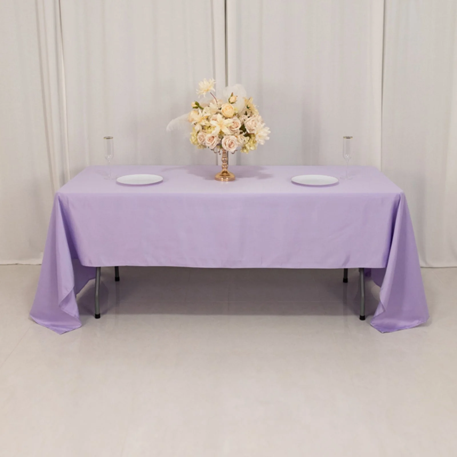 Lamour Satin Rectangle Tablecloth 60"x126" Lavender Lilac - Fade & Wrinkle-Resistant Table Cover - Image 8
