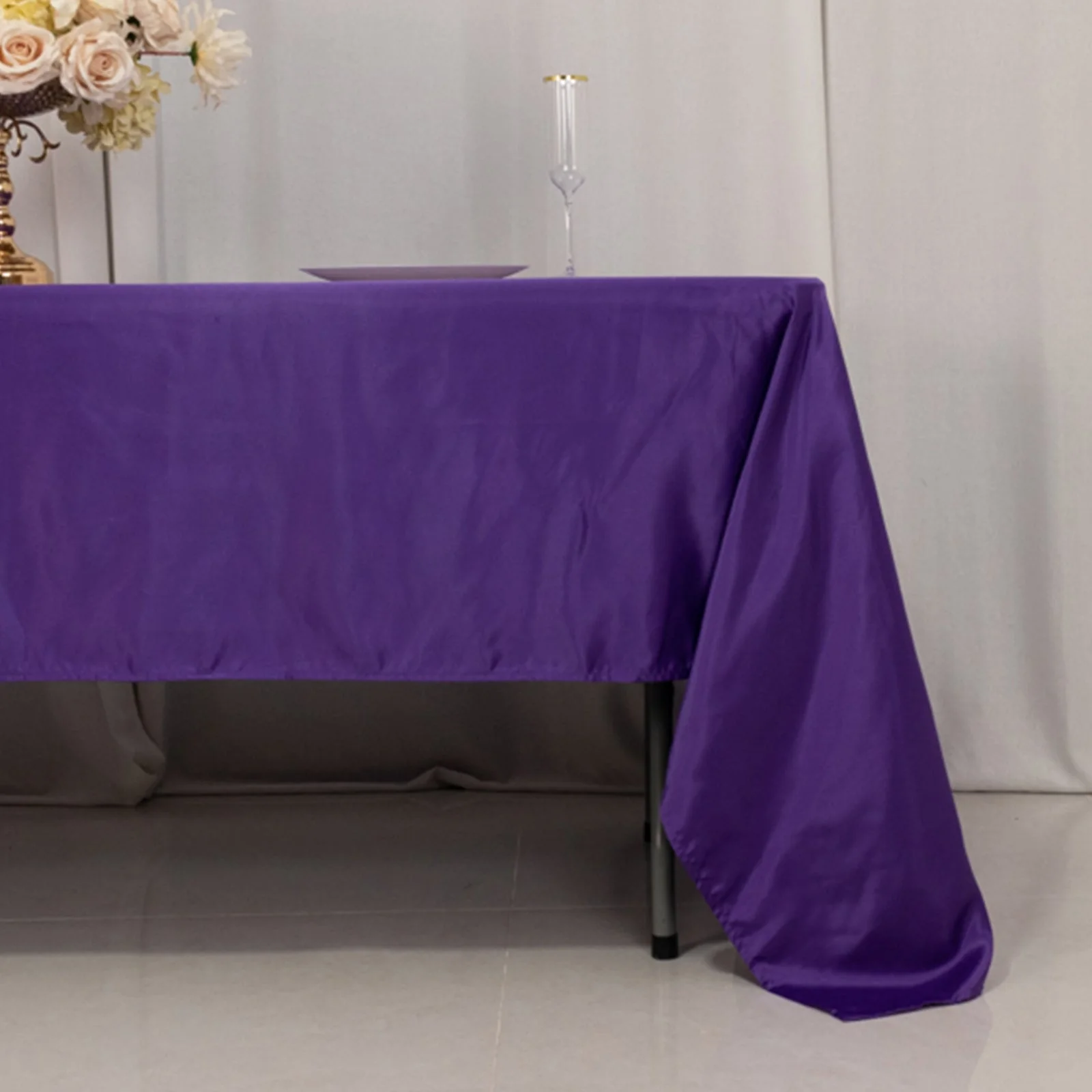 Lamour Satin Rectangle Tablecloth 60"x126" Purple - Fade & Wrinkle-Resistant Table Cover - Image 2