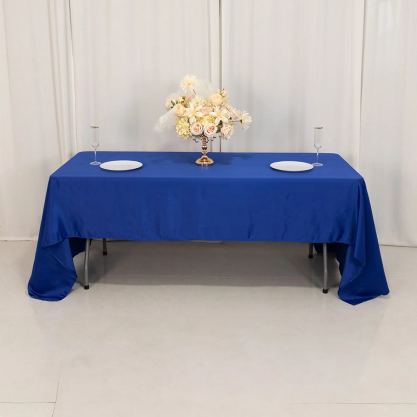 Lamour Satin Rectangle Tablecloth 60"x126" Royal Blue - Fade & Wrinkle-Resistant Table Cover - Image 6