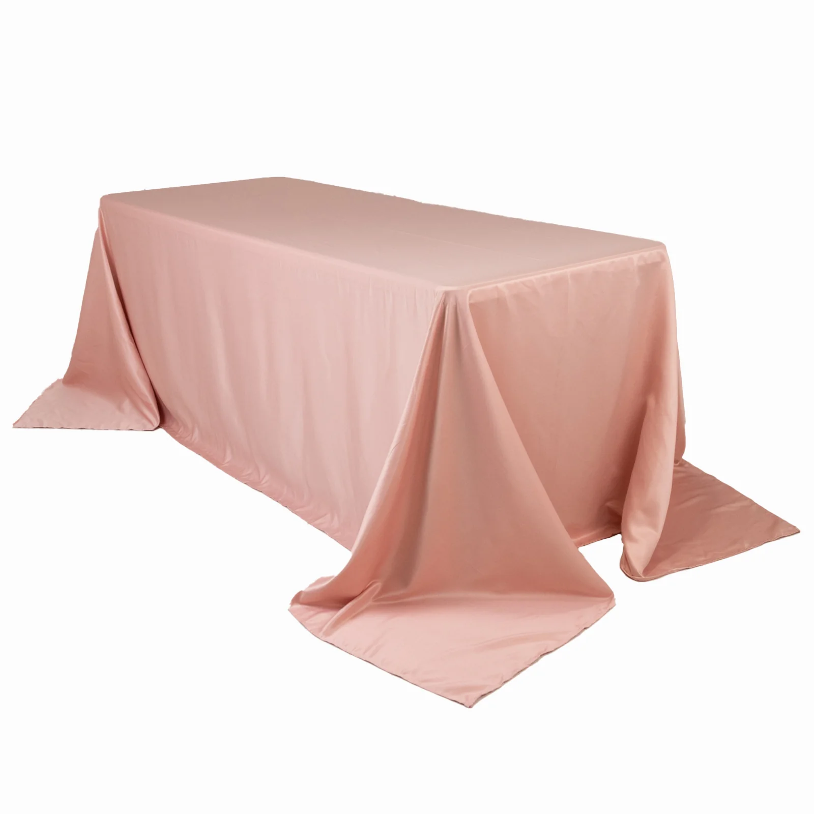Lamour Satin Rectangle Tablecloth 90"x132" Dusty Rose - Seamless Table Cover - Image 3