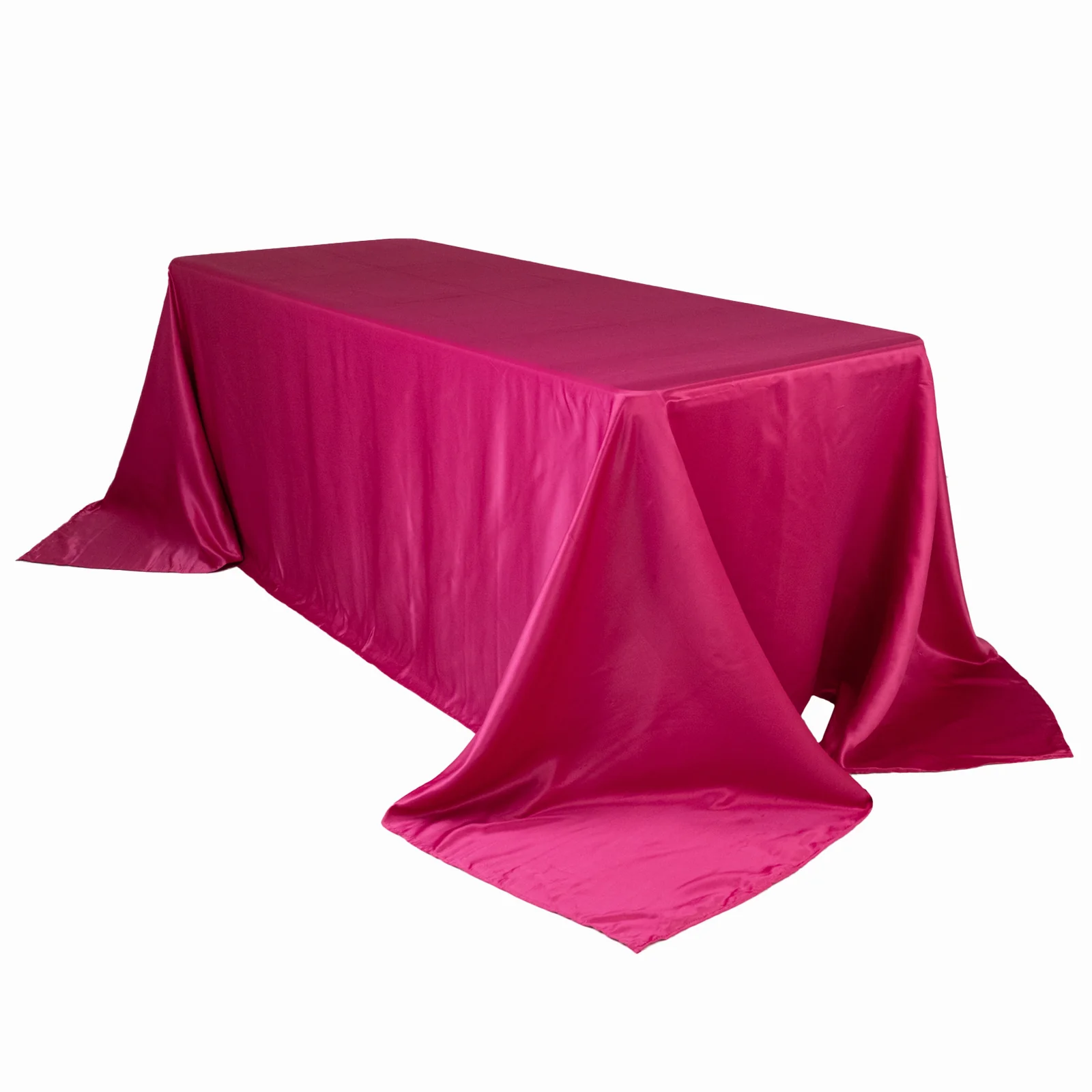 Lamour Satin Rectangle Tablecloth 90"x132" Fuchsia - Seamless Table Cover - Image 3