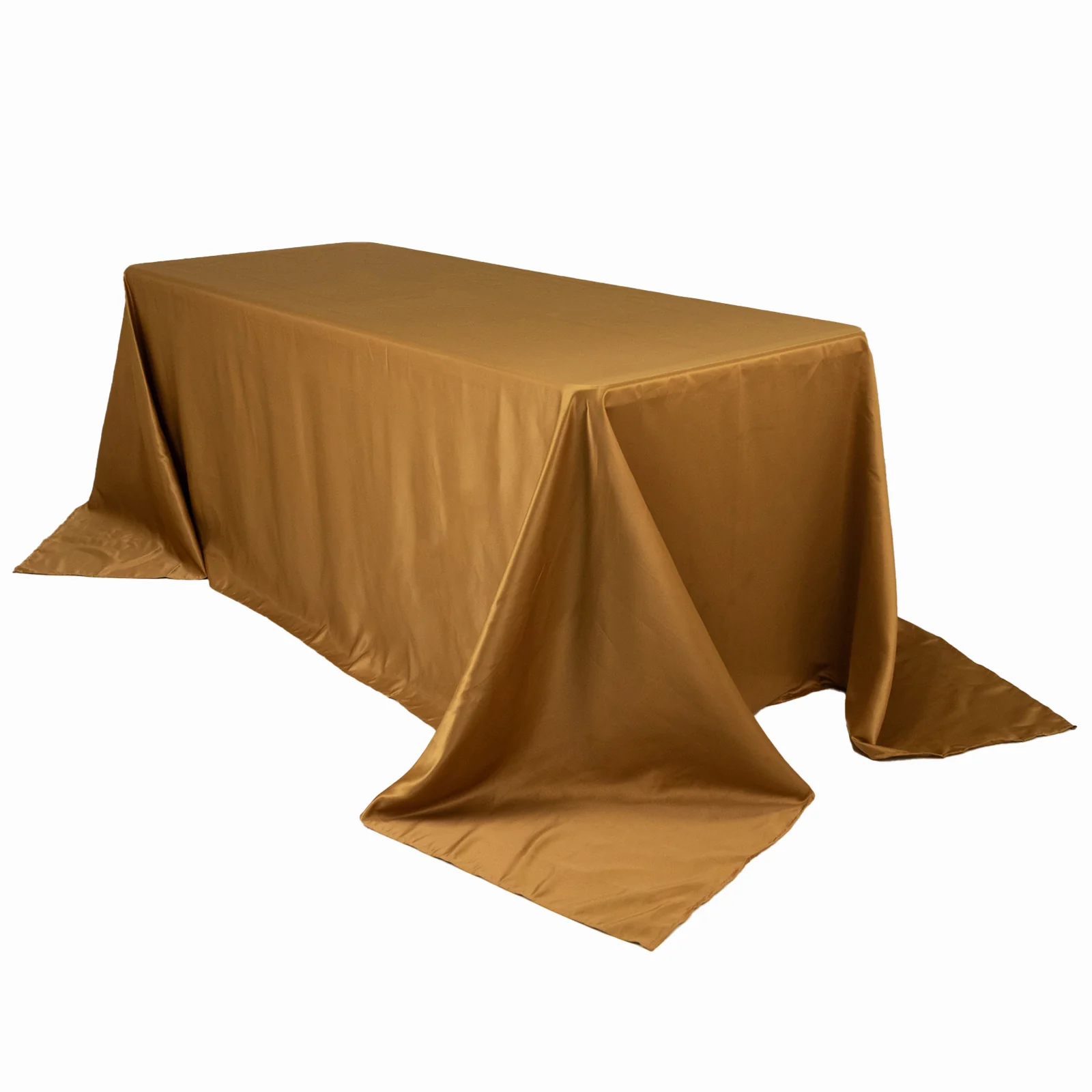 Lamour Satin Rectangle Tablecloth 90"x132" Gold - Exquisite Seamless Table Cover for Upscale Events - Image 3