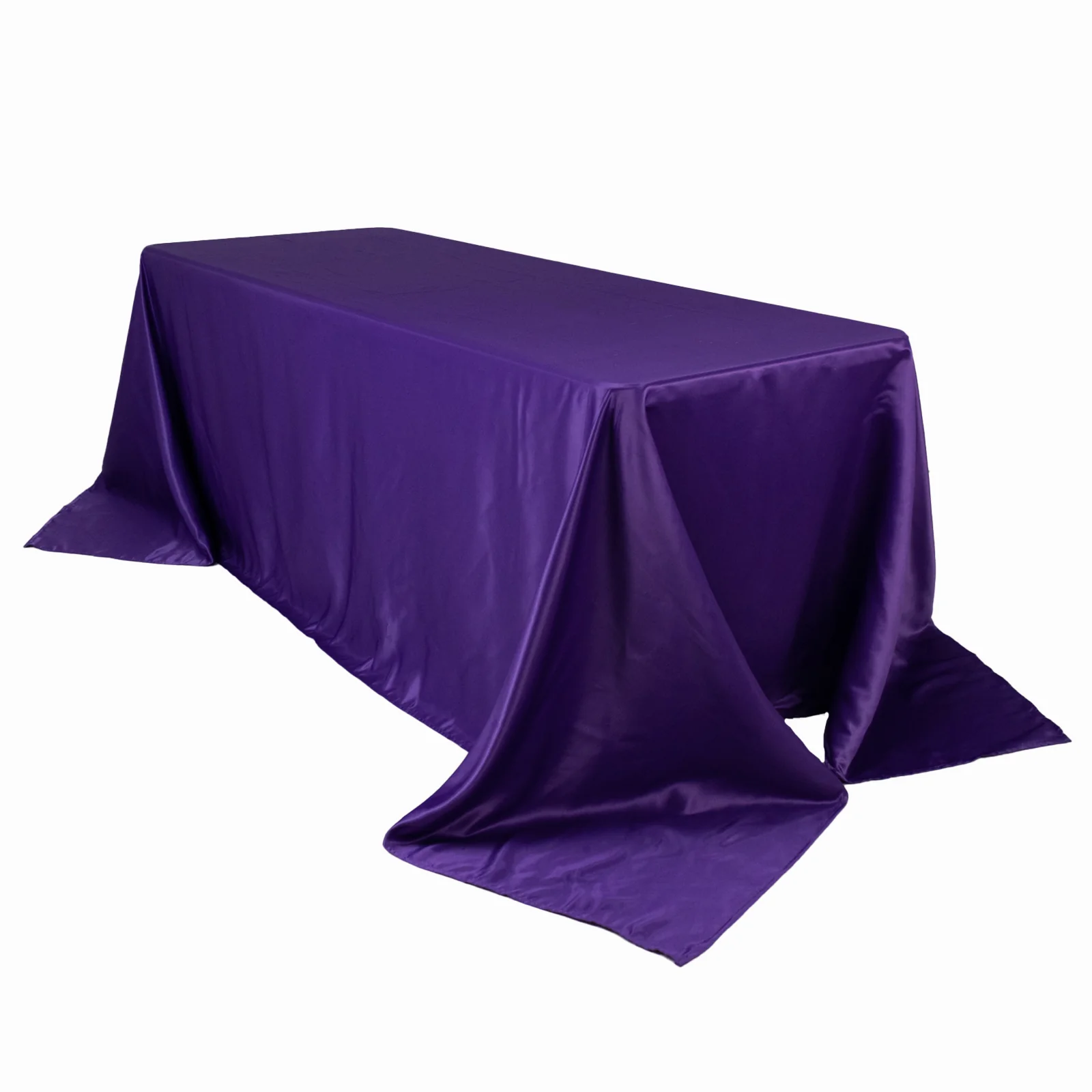 Lamour Satin Rectangle Tablecloth 90"x132" Purple - Seamless Table Cover - Image 2