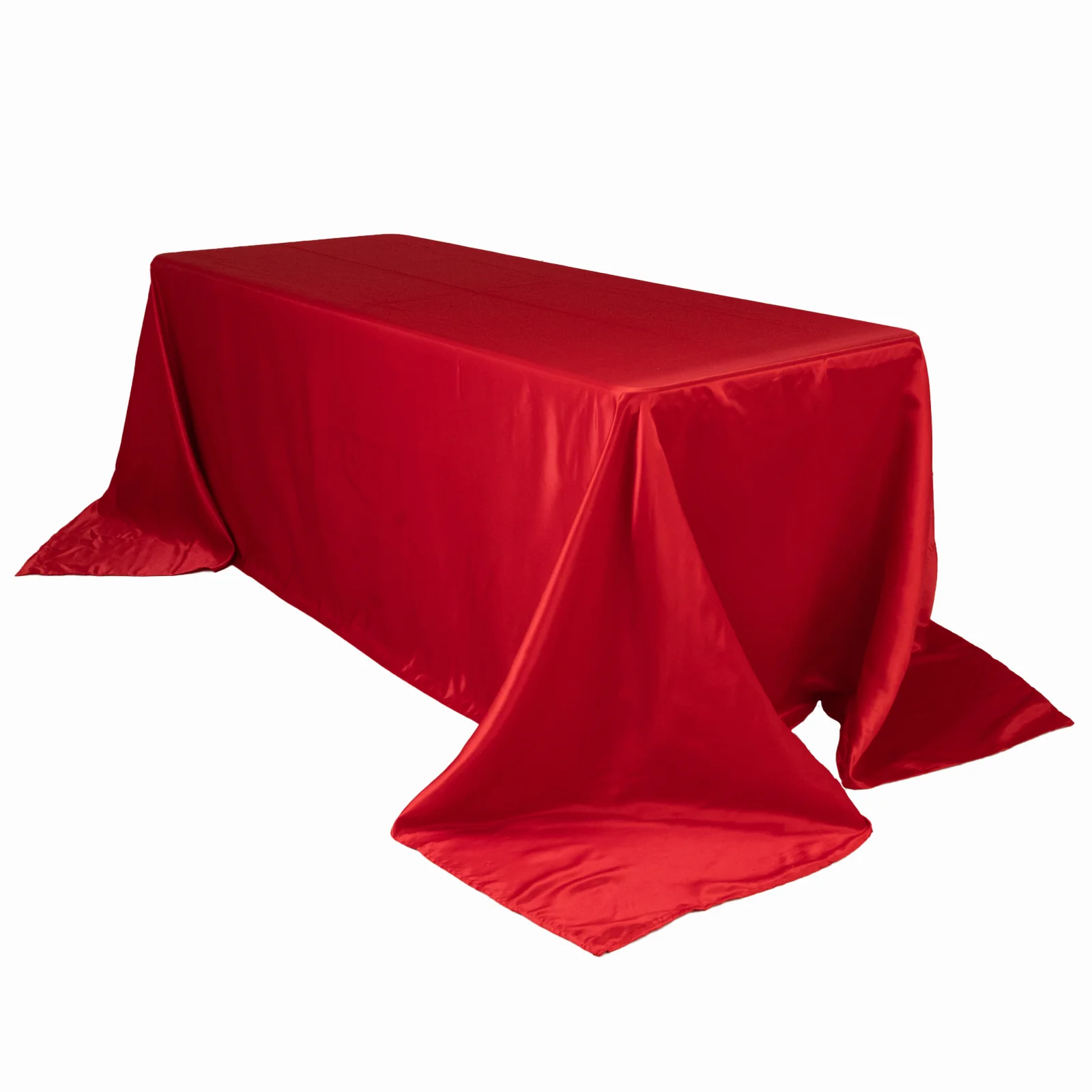Lamour Satin Rectangle Tablecloth 90"x132" Red - Seamless Table Cover - Image 2