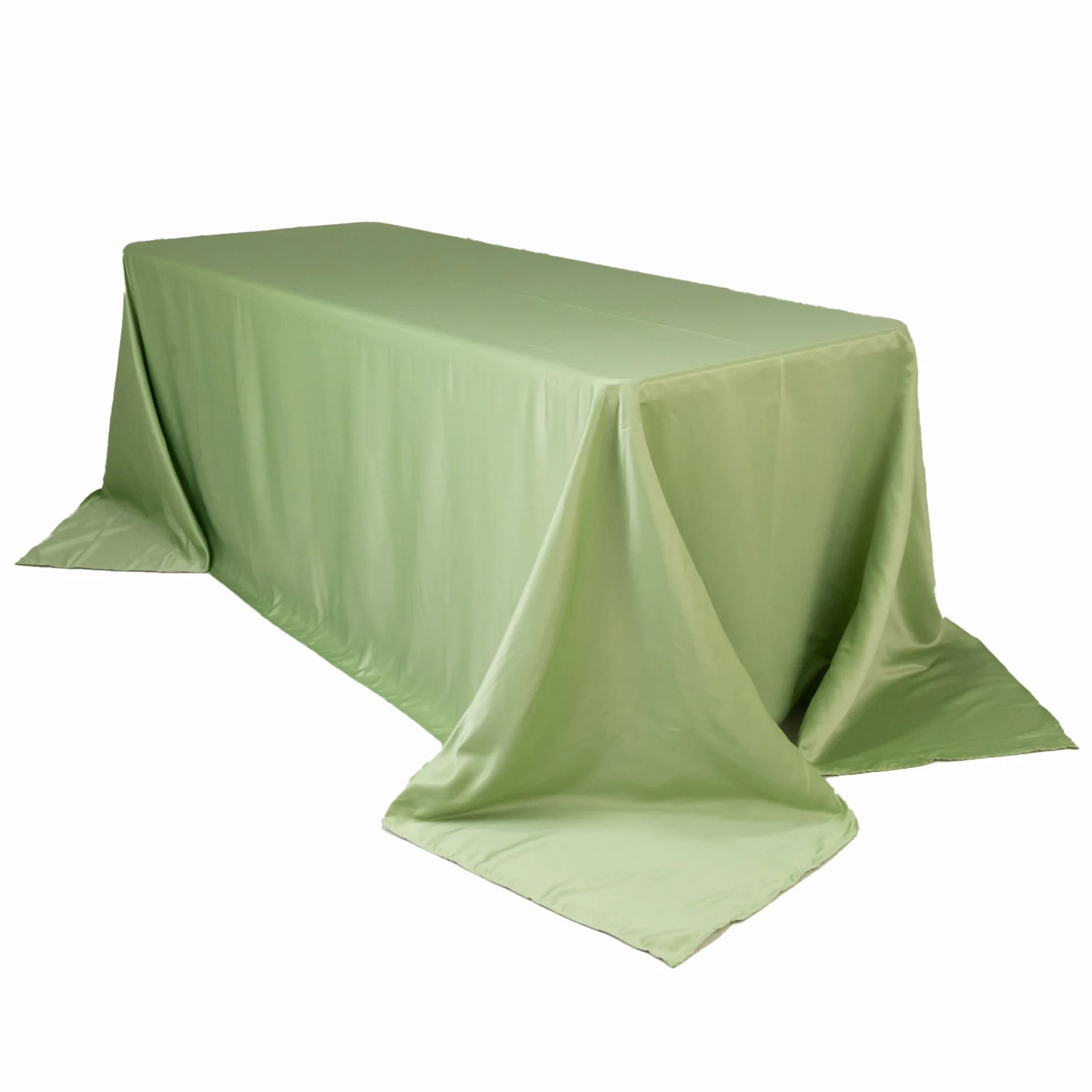 Lamour Satin Rectangle Tablecloth 90"x132" Sage Green - Seamless Table Cover - Image 2