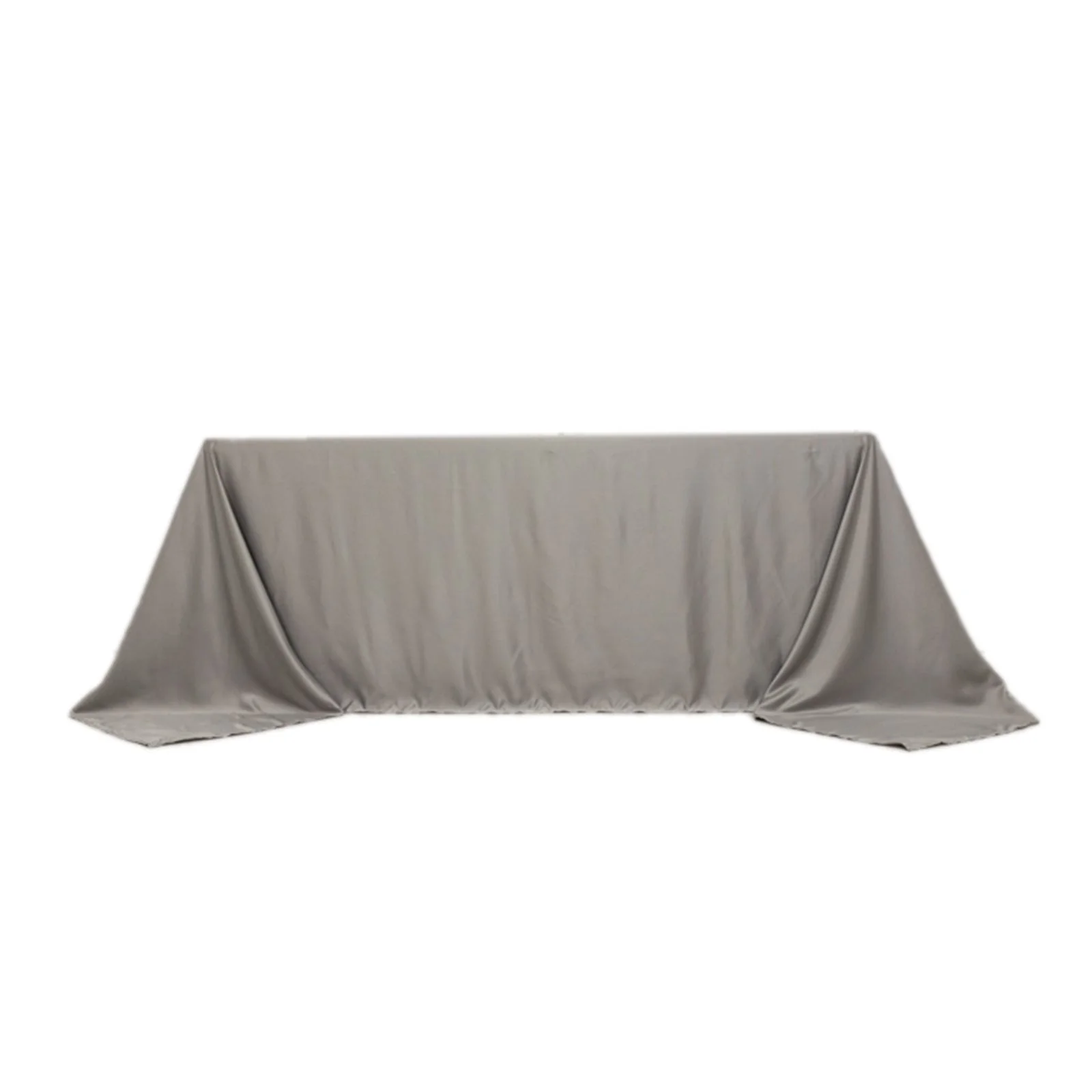 Lamour Satin Rectangle Tablecloth 90"x132" Silver - Seamless Table Cover - Image 7
