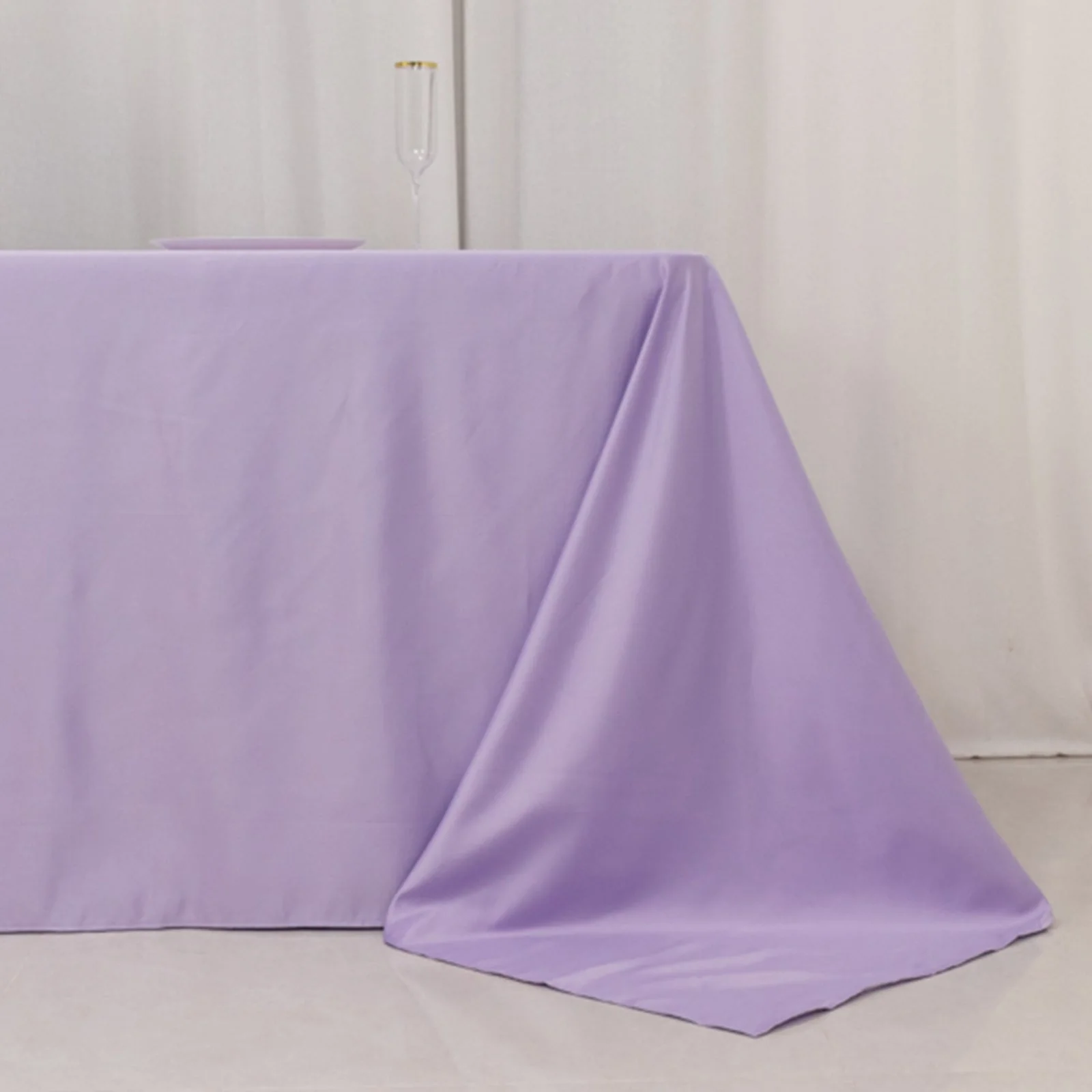 Lamour Satin Rectangle Tablecloth 90"x156" Lavender Lilac - Soft Sheen Seamless Table Cover - Image 2