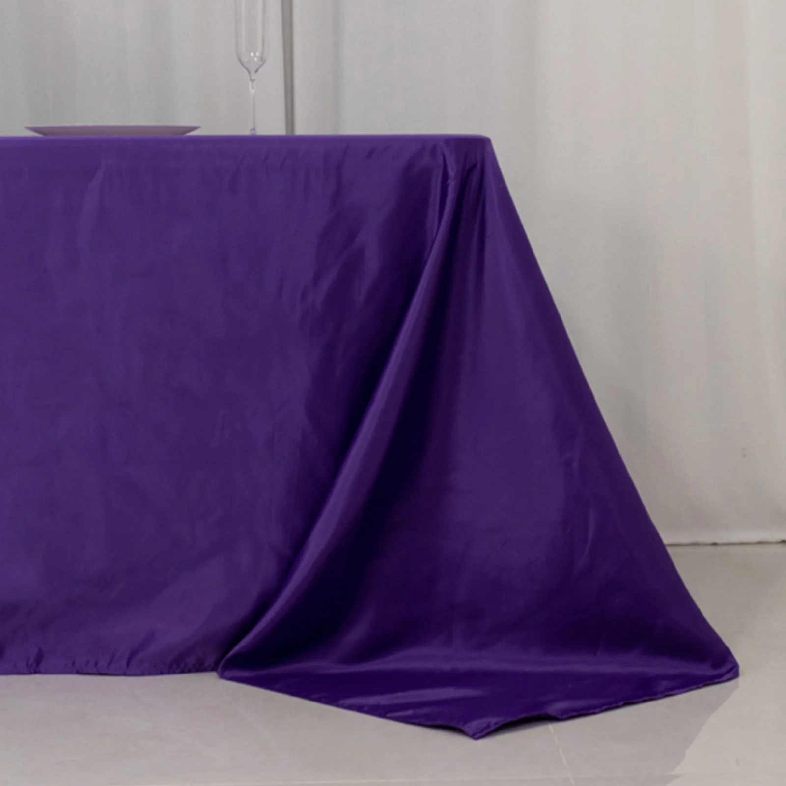 Lamour Satin Rectangle Tablecloth 90"x156" Purple - Soft Sheen Seamless Table Cover - Image 2