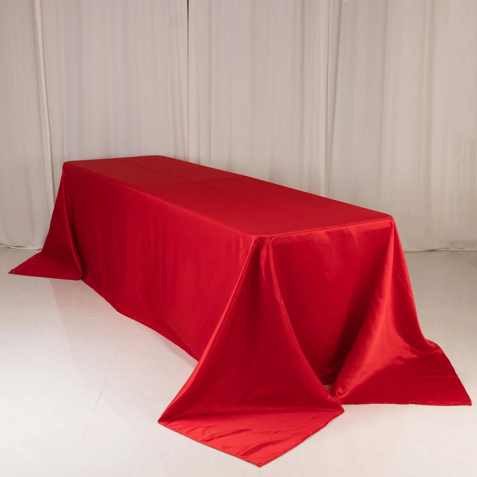 Lamour Satin Rectangle Tablecloth 90"x156" Red - Soft Sheen Seamless Table Cover