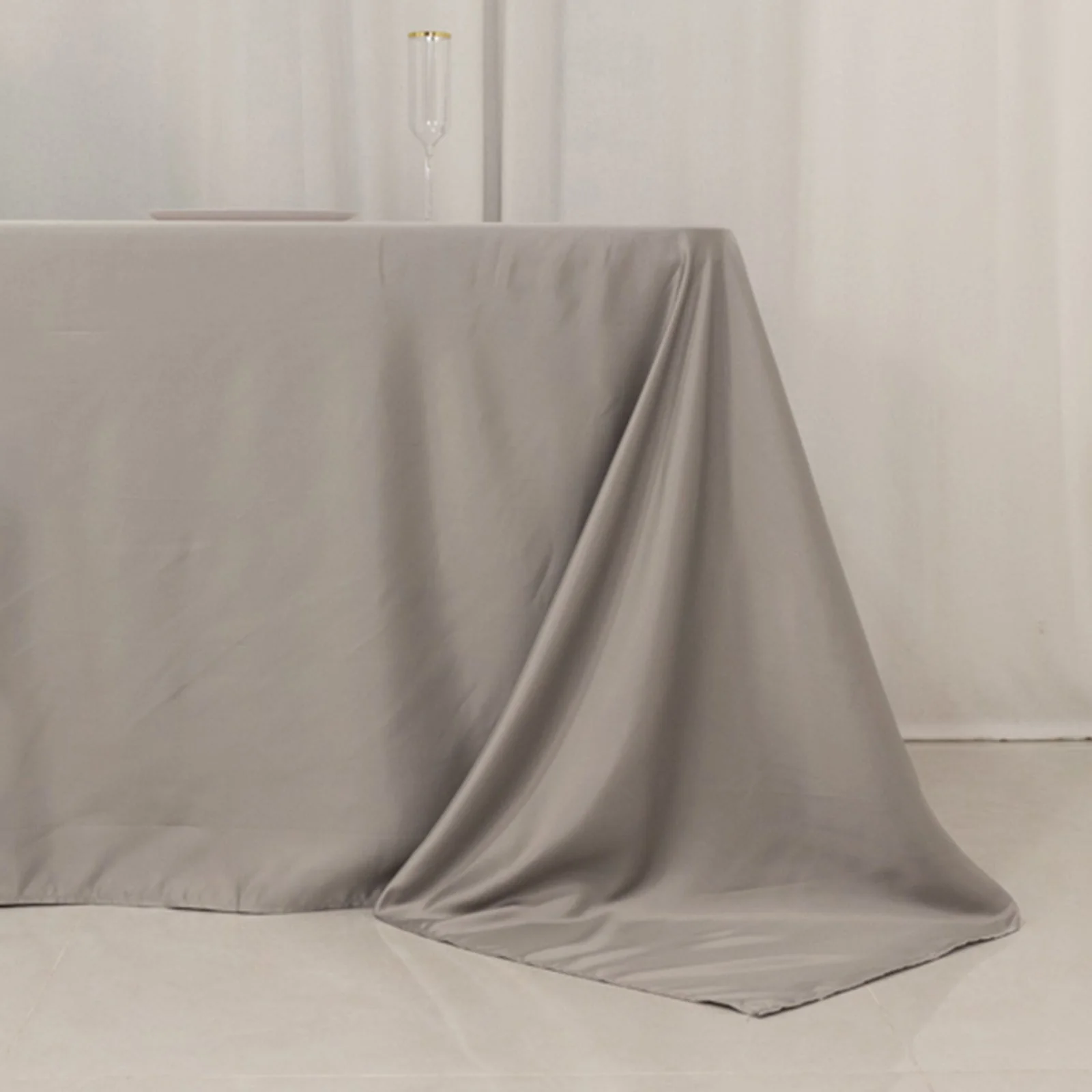 Lamour Satin Rectangle Tablecloth 90"x156" Silver - Soft Sheen Seamless Table Cover - Image 6