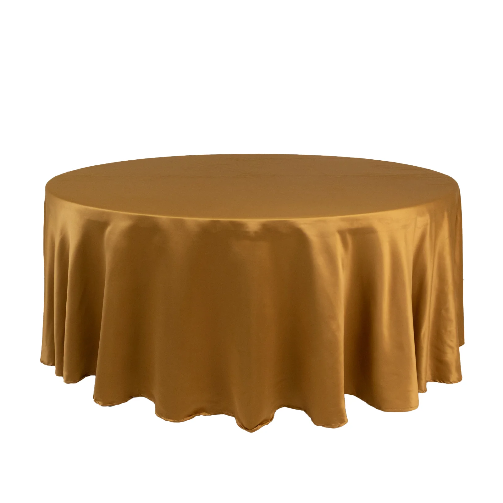 Lamour Satin Round Tablecloth 108" Gold - Luxurious Table Cover with Soft Tempered Sheen for High-End Events - Image 3