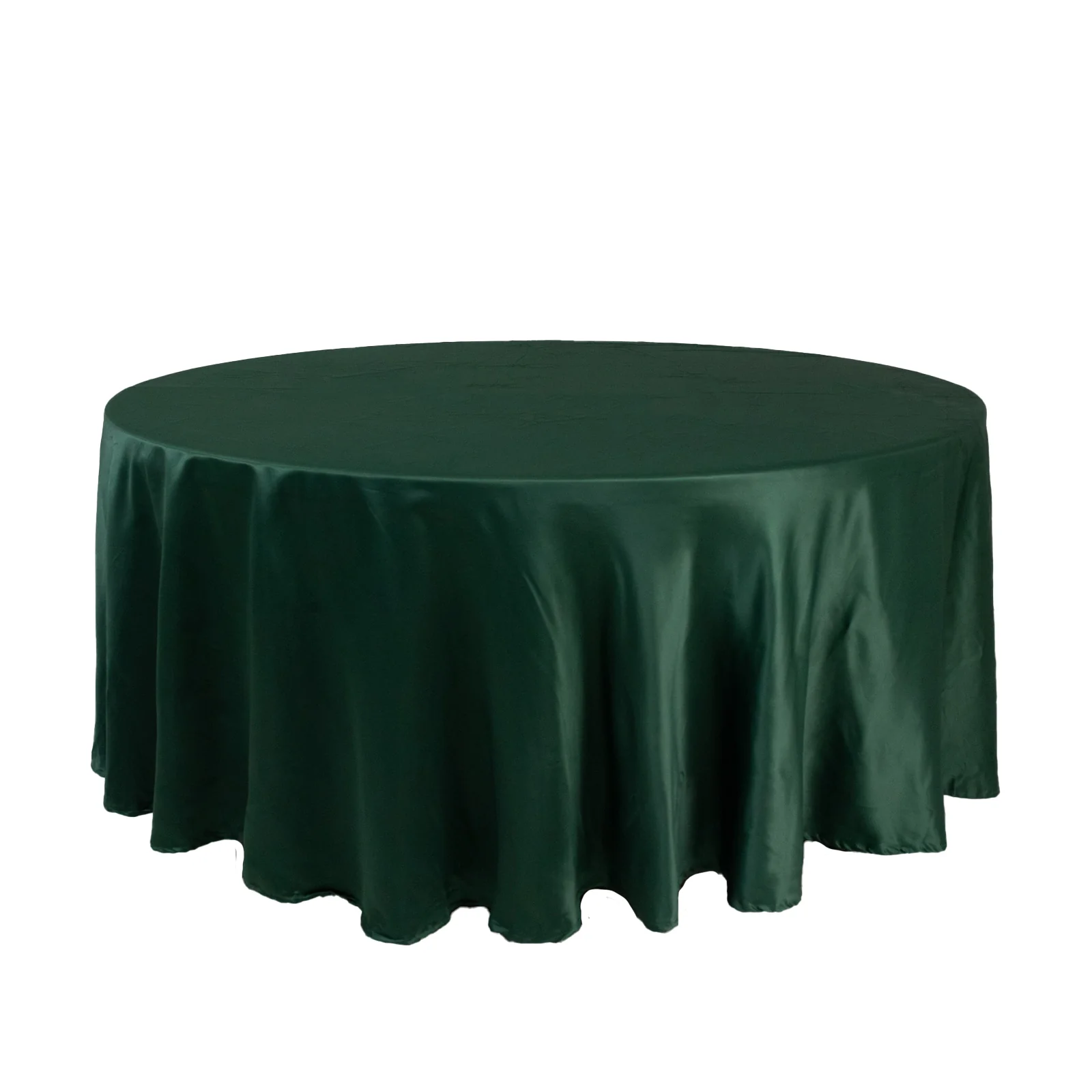 Lamour Satin Round Tablecloth 108" Hunter Emerald Green - Soft Tempered Sheen Table Cover - Image 3