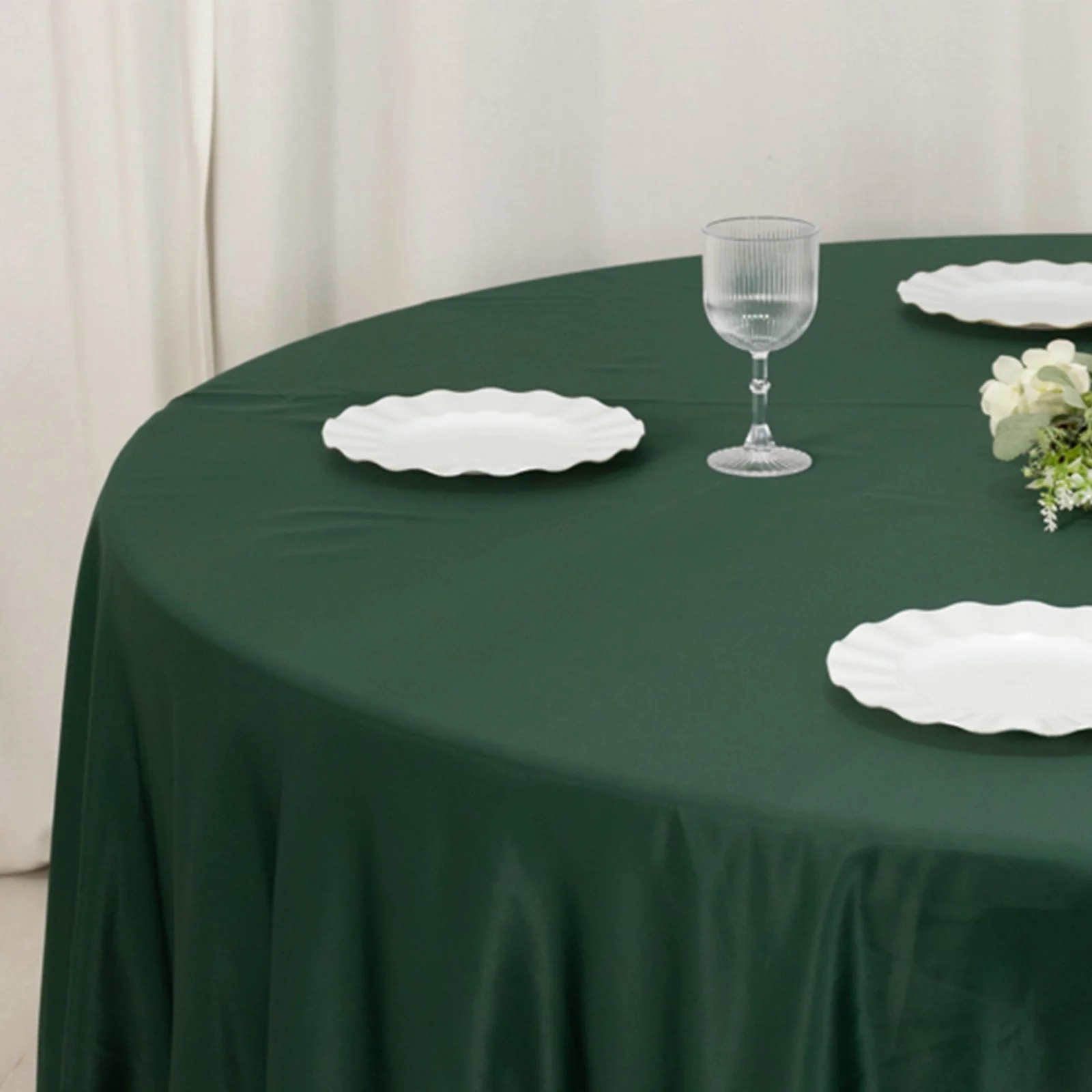 Lamour Satin Round Tablecloth 108" Hunter Emerald Green - Soft Tempered Sheen Table Cover - Image 7