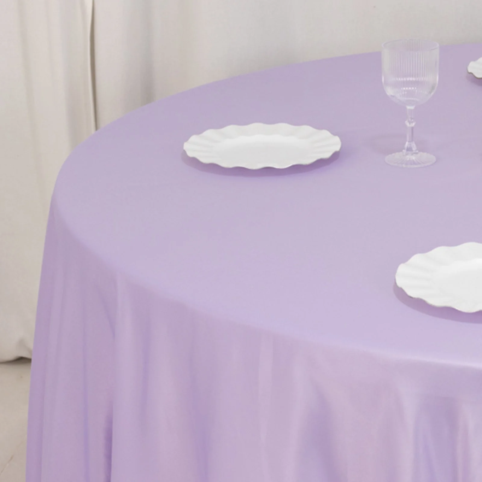 Lamour Satin Round Tablecloth 108" Lavender Lilac - Soft Tempered Sheen Table Cover - Image 7