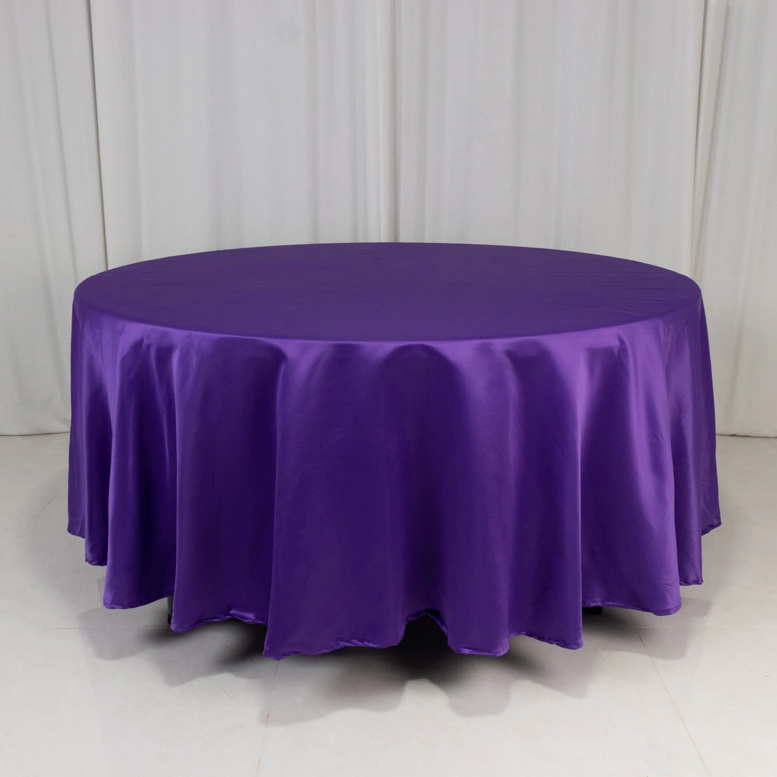 Lamour Satin Round Tablecloth 108" Purple - Soft Tempered Sheen Table Cover
