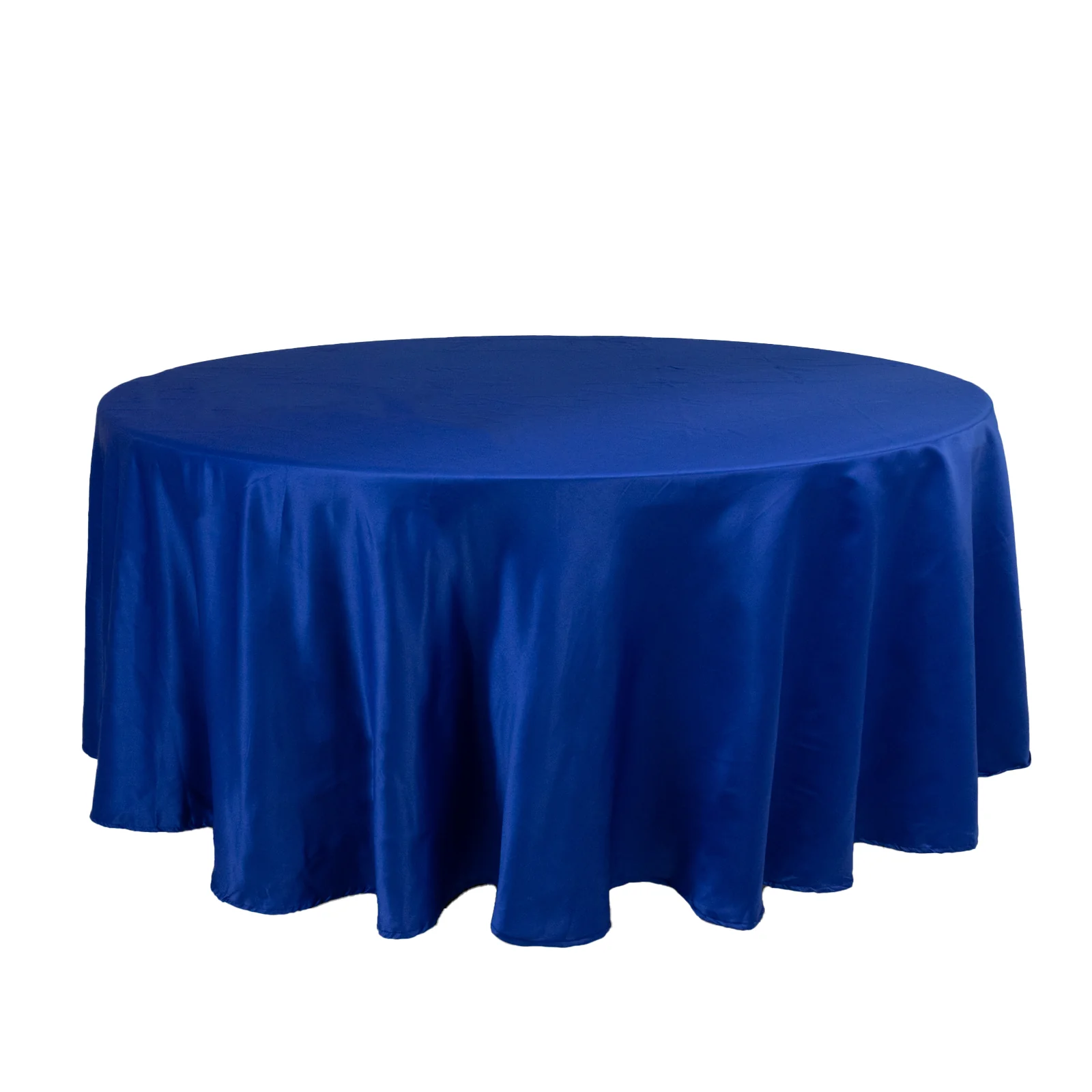 Lamour Satin Round Tablecloth 108" Royal Blue - Soft Tempered Sheen Table Cover - Image 3