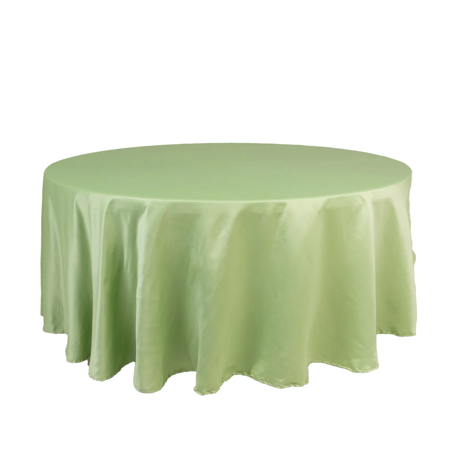 Lamour Satin Round Tablecloth 108" Sage Green - Soft Tempered Sheen Table Cover - Image 3