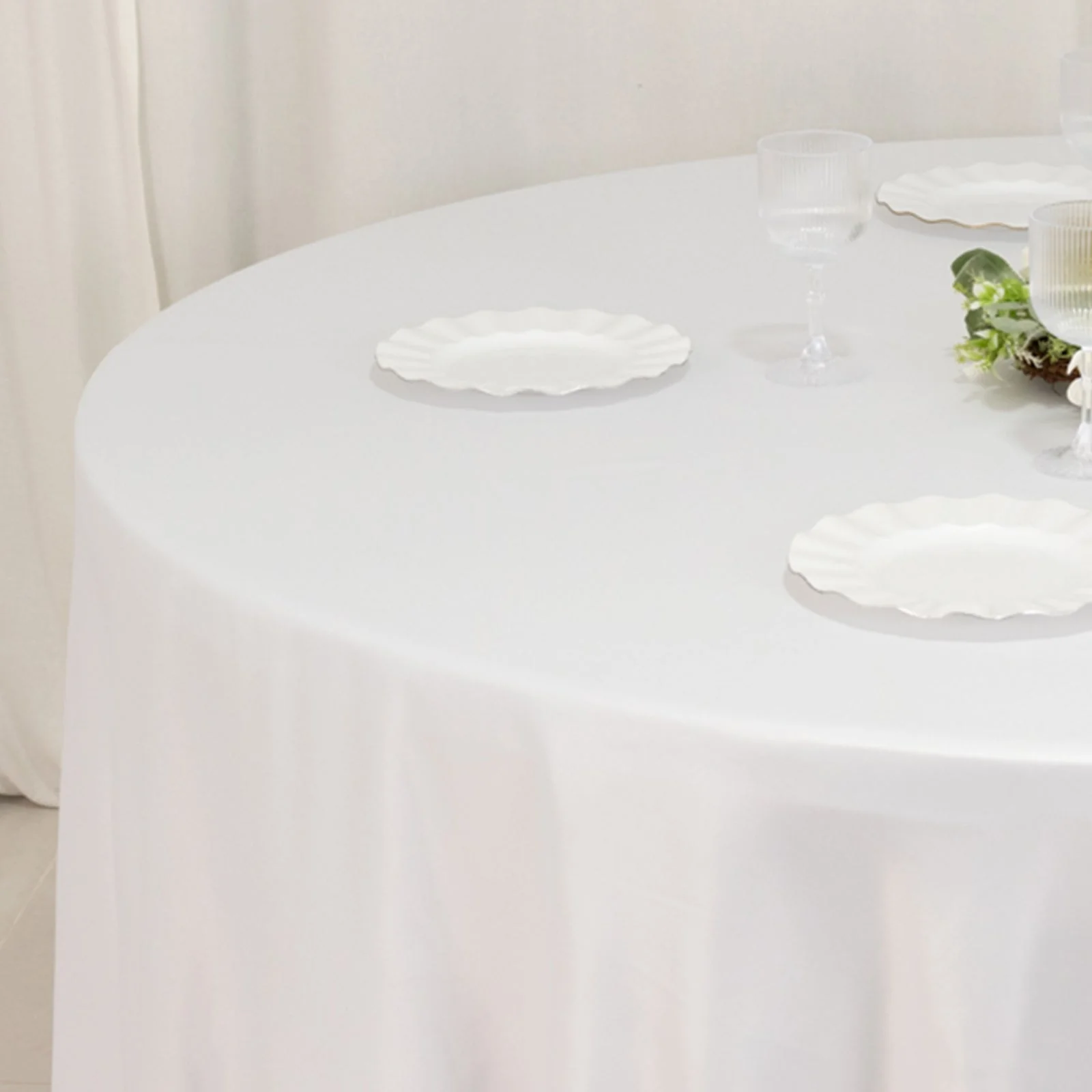 Lamour Satin Round Tablecloth 108" White - Luxurious Table Cover with Soft Tempered Sheen for High-End Events - Image 7