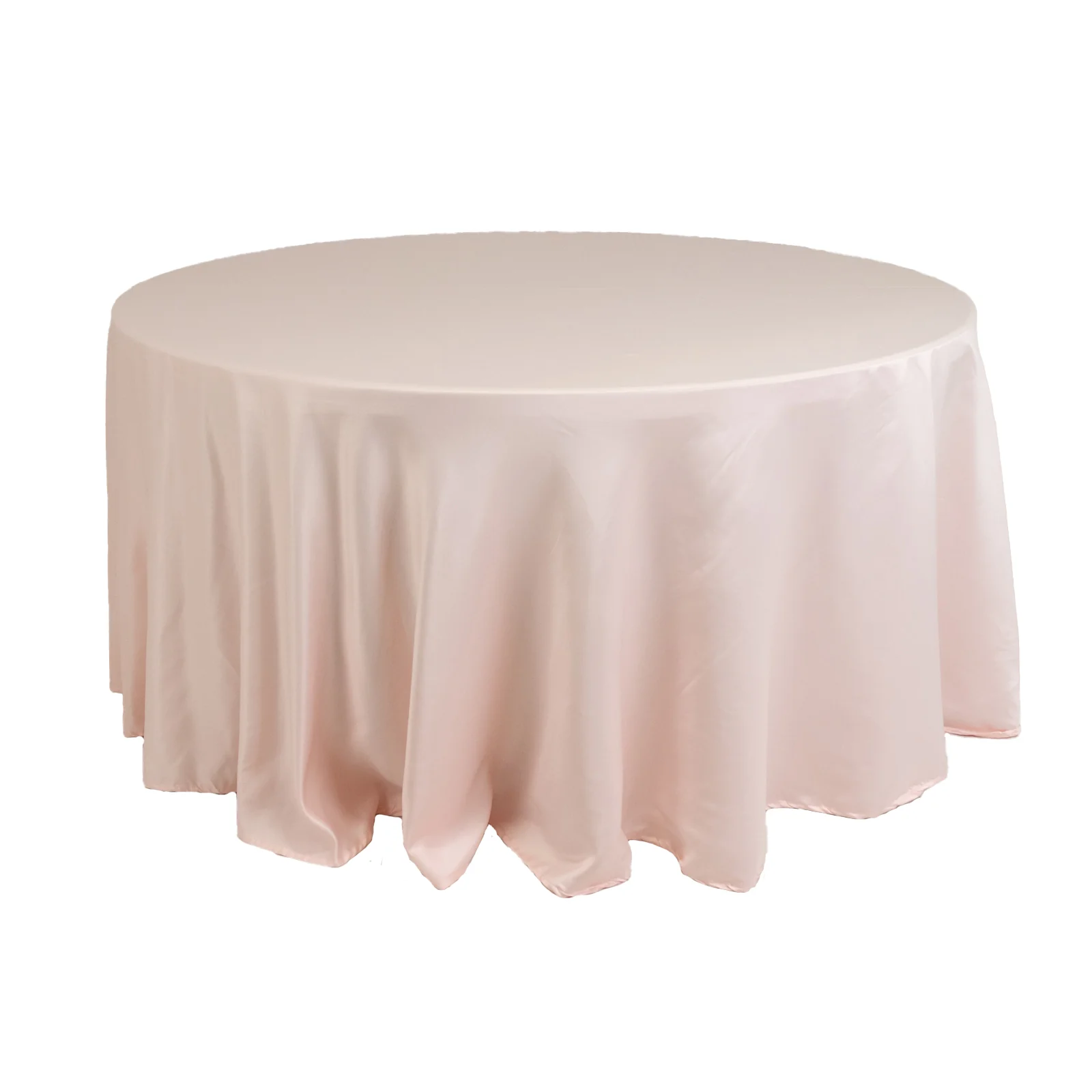 Lamour Satin Round Tablecloth 120" Blush - Seamless Table Cover - Image 8