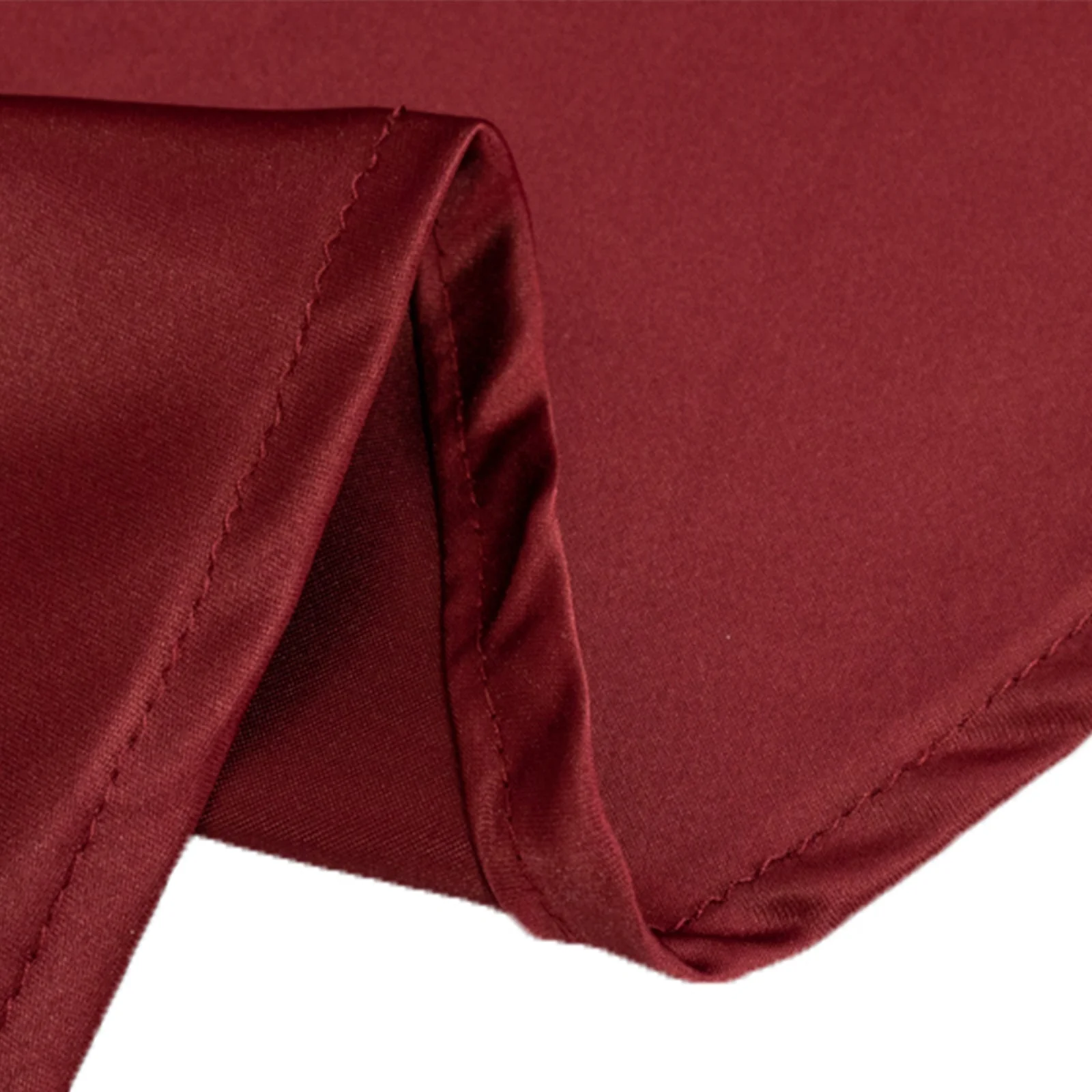 Lamour Satin Round Tablecloth 120" Burgundy - Seamless Table Cover - Image 8
