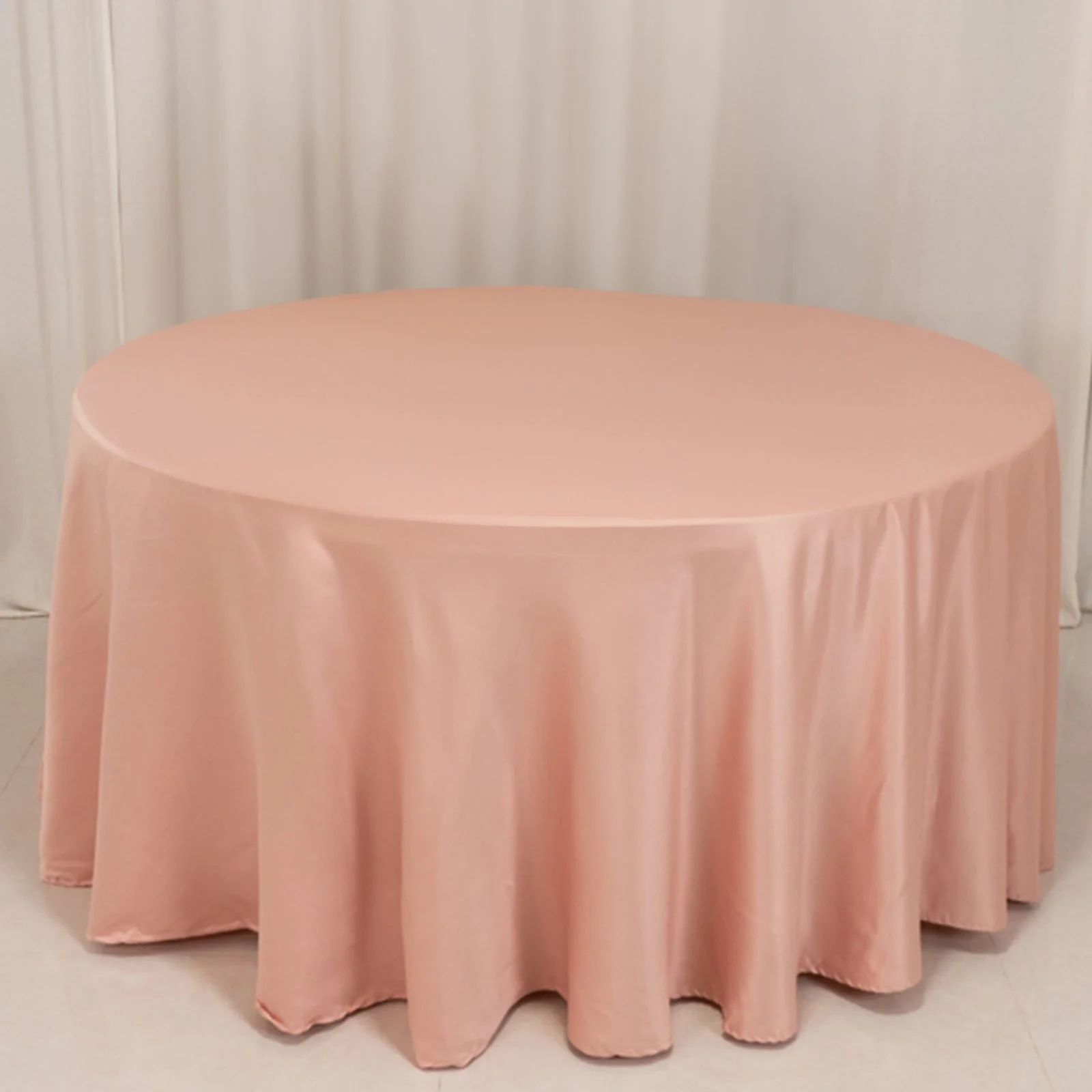 Lamour Satin Round Tablecloth 120" Dusty Rose - Seamless Table Cover