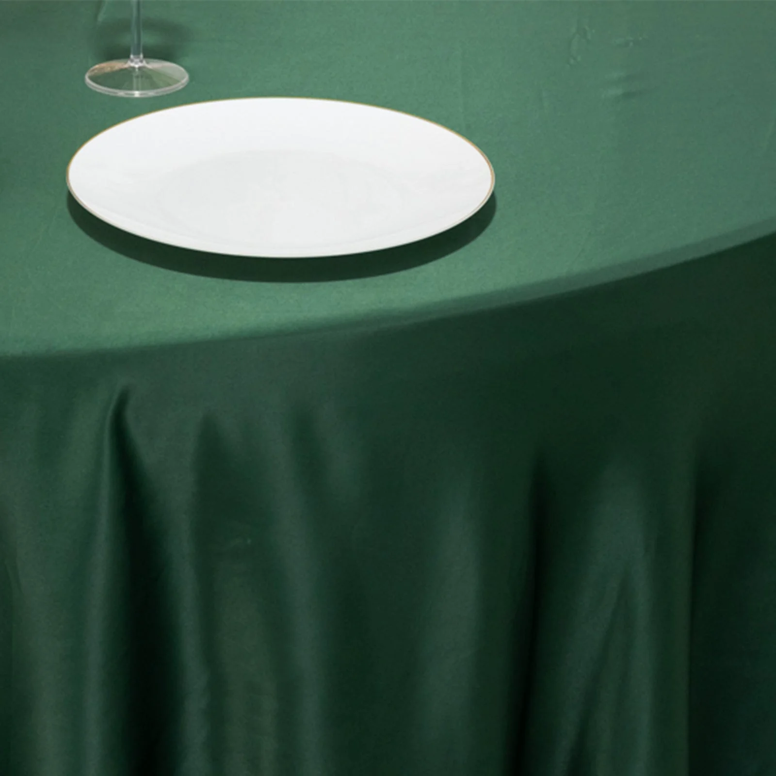 Lamour Satin Round Tablecloth 120" Hunter Emerald Green - Seamless Table Cover - Image 5