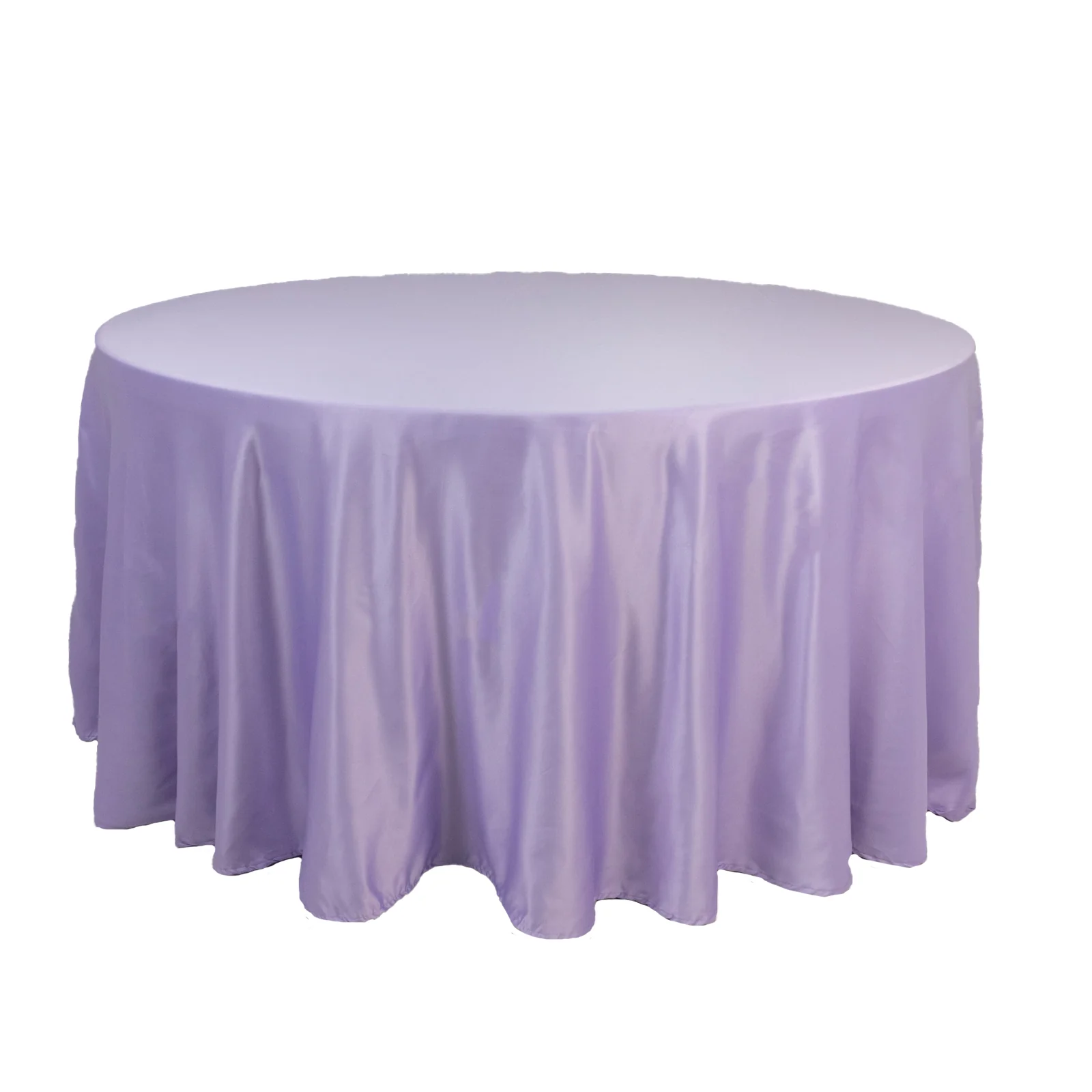 Lamour Satin Round Tablecloth 120" Lavender Lilac - Seamless Table Cover - Image 3