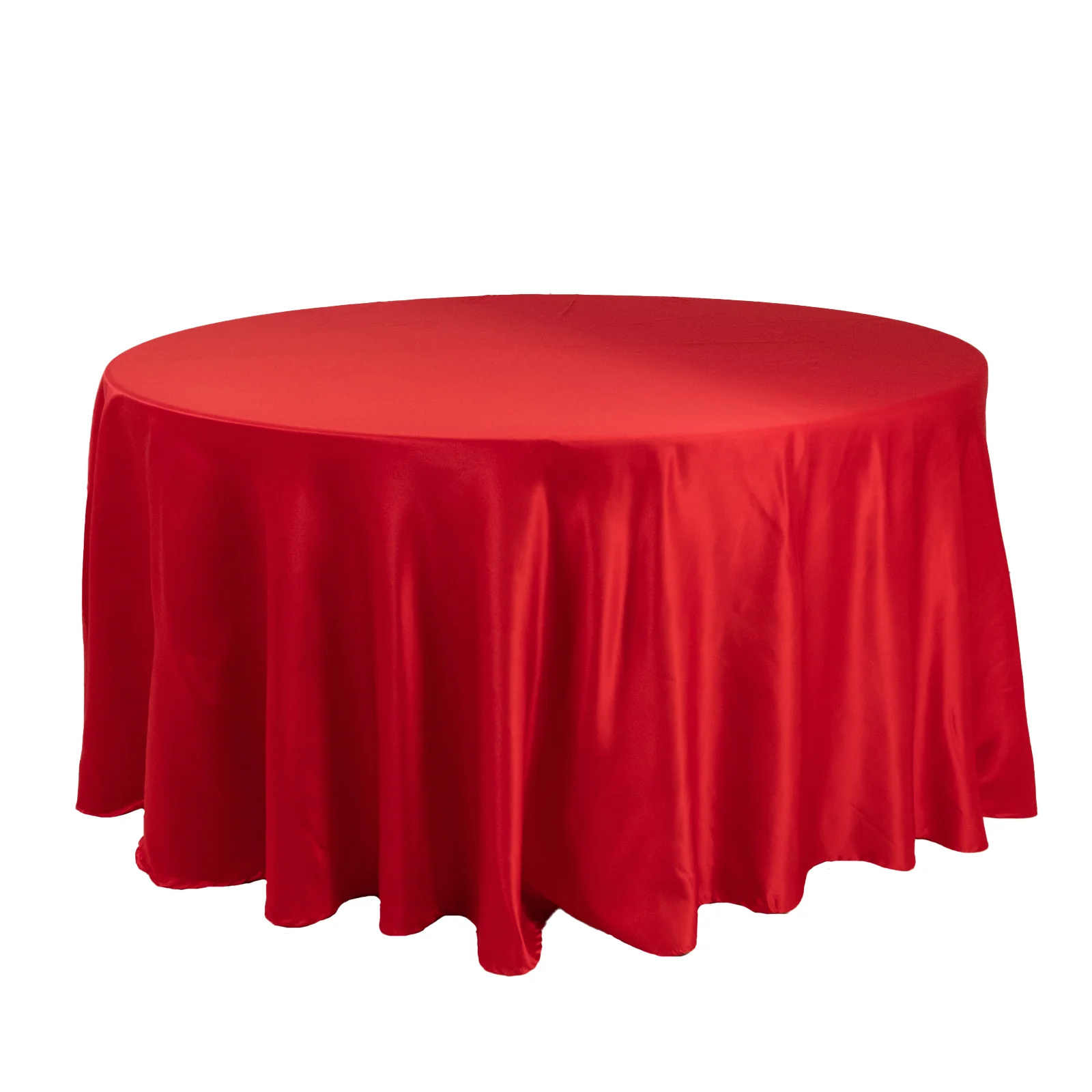 Lamour Satin Round Tablecloth 120" Red - Seamless Table Cover - Image 5