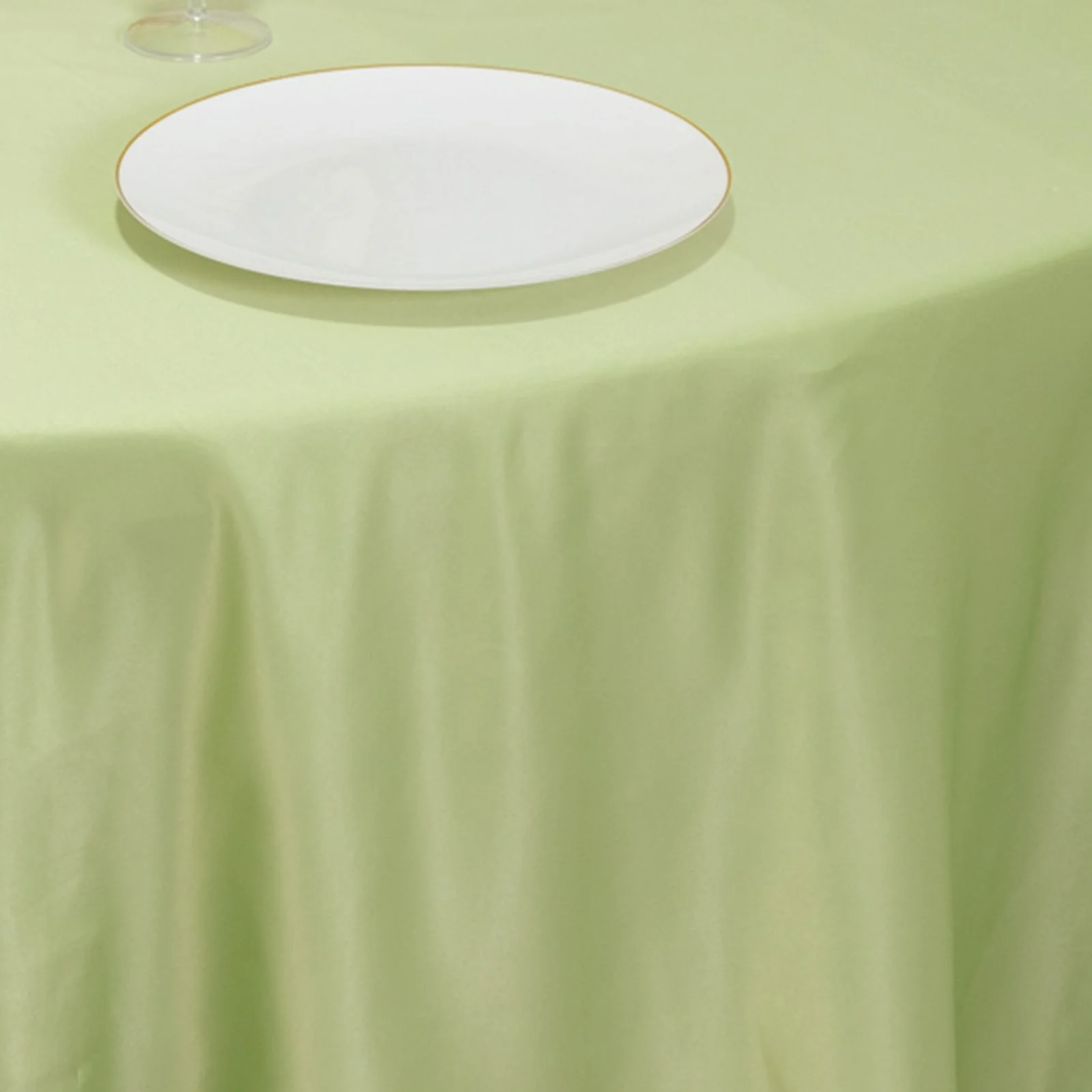 Lamour Satin Round Tablecloth 120" Sage Green - Seamless Table Cover - Image 6