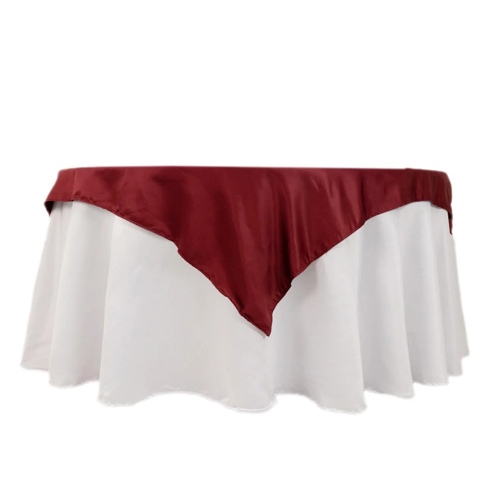 Lamour Satin Square Table Overlay 54"x54" Burgundy - Soft Tempered Sheen Table Topper - Image 7