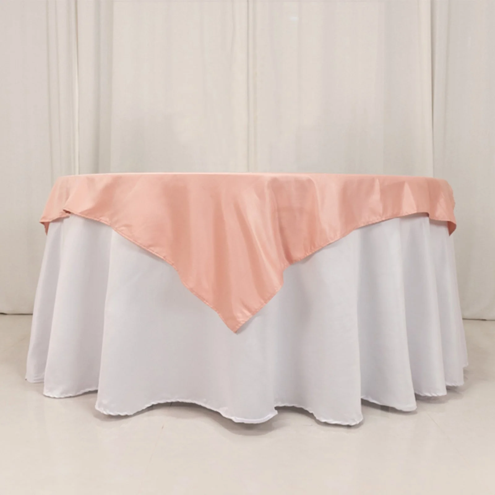 Lamour Satin Square Table Overlay 54"x54" Dusty Rose - Soft Tempered Sheen Table Topper