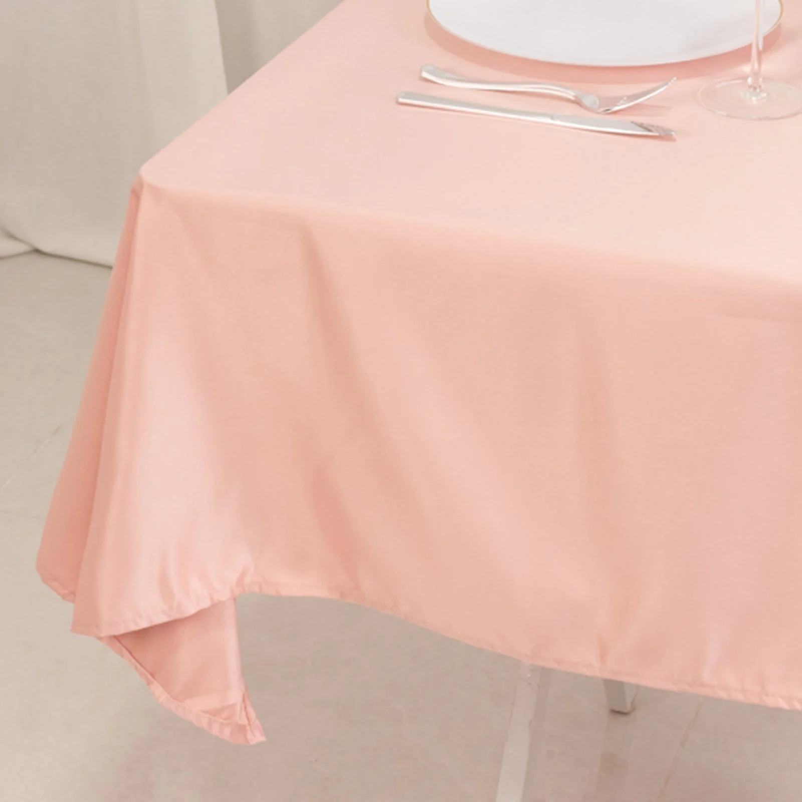 Lamour Satin Square Table Overlay 54"x54" Dusty Rose - Soft Tempered Sheen Table Topper - Image 4