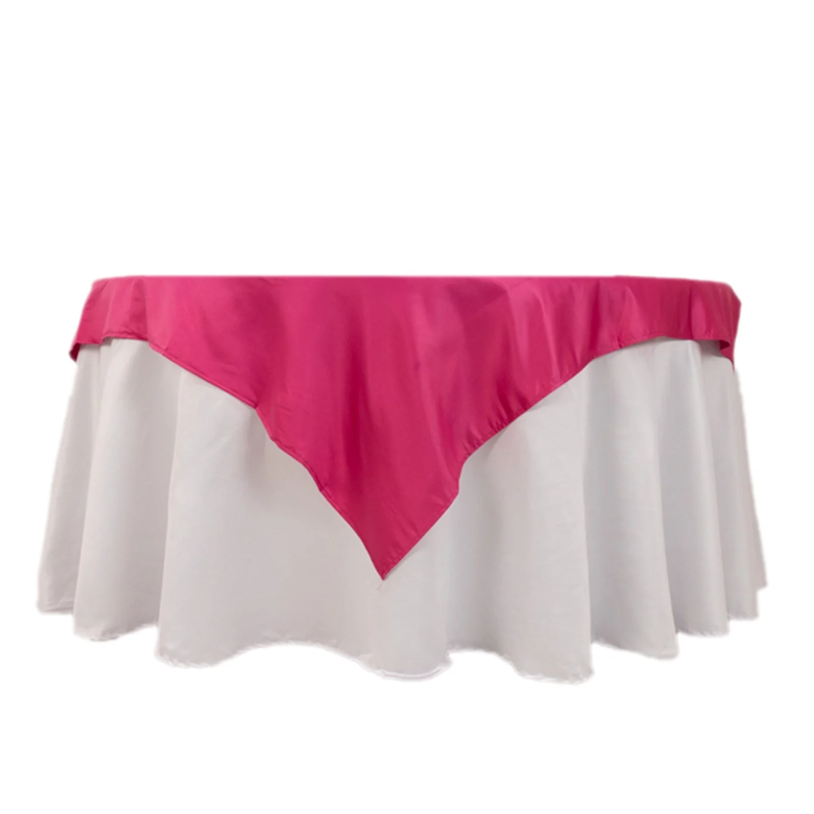 Lamour Satin Square Table Overlay 54"x54" Fuchsia - Soft Tempered Sheen Table Topper - Image 7