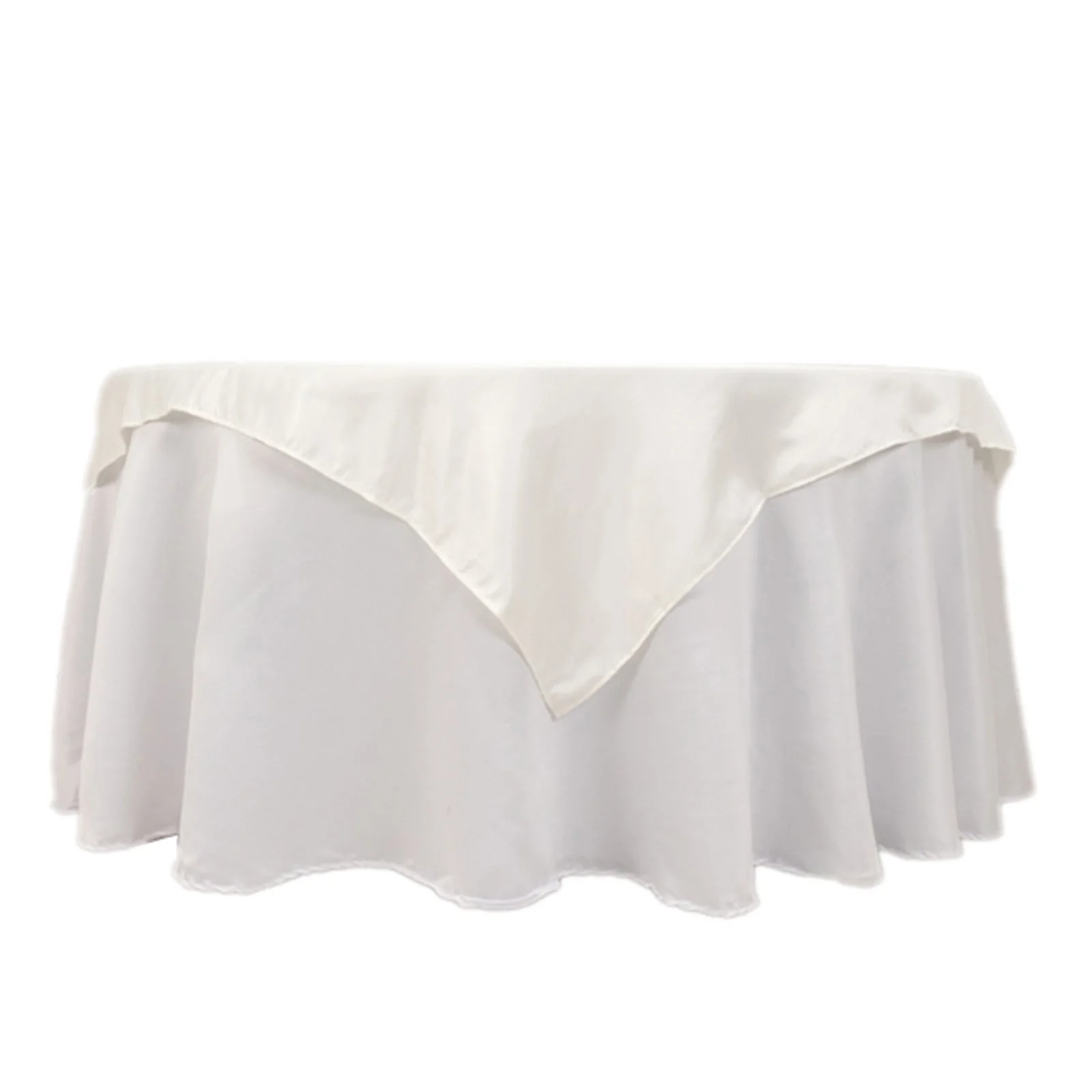 Lamour Satin Square Table Overlay 54"x54" Ivory - Soft Tempered Sheen Table Topper - Image 3