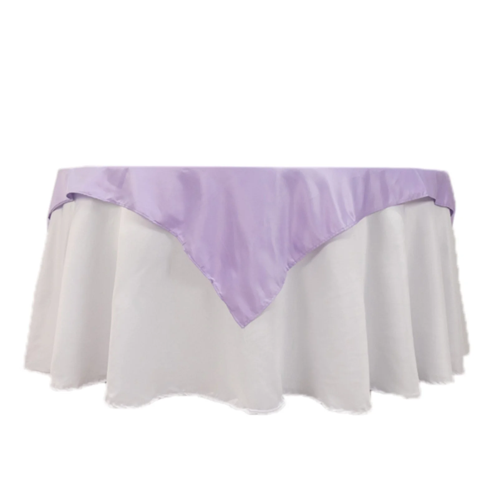 Lamour Satin Square Table Overlay 54"x54" Lavender Lilac - Soft Tempered Sheen Table Topper - Image 6