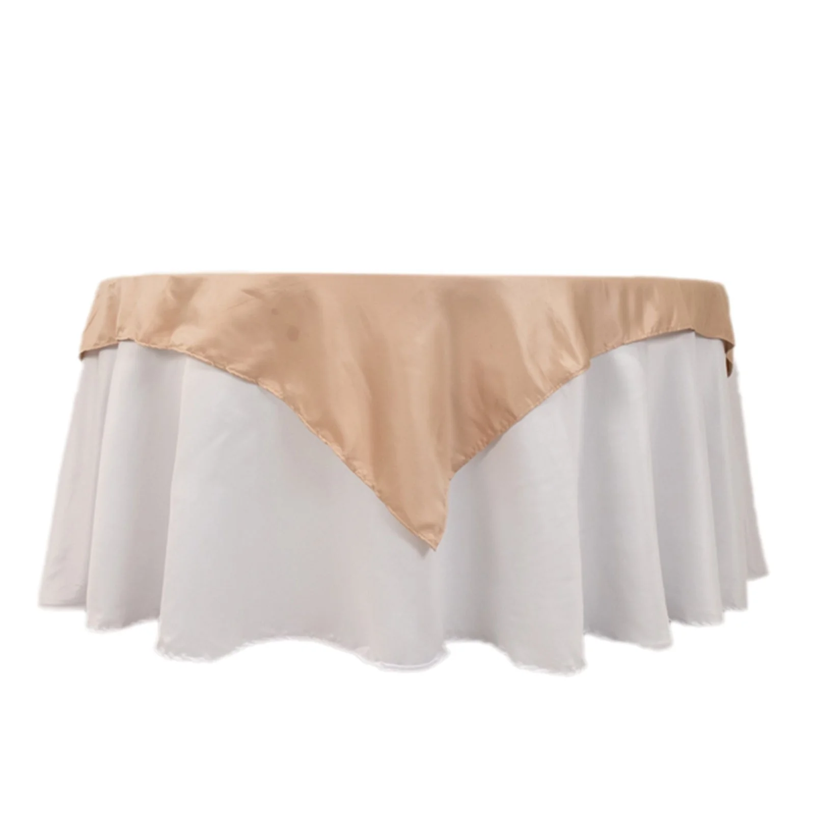 Lamour Satin Square Table Overlay 54"x54" Nude - Soft Tempered Sheen Table Topper - Image 3