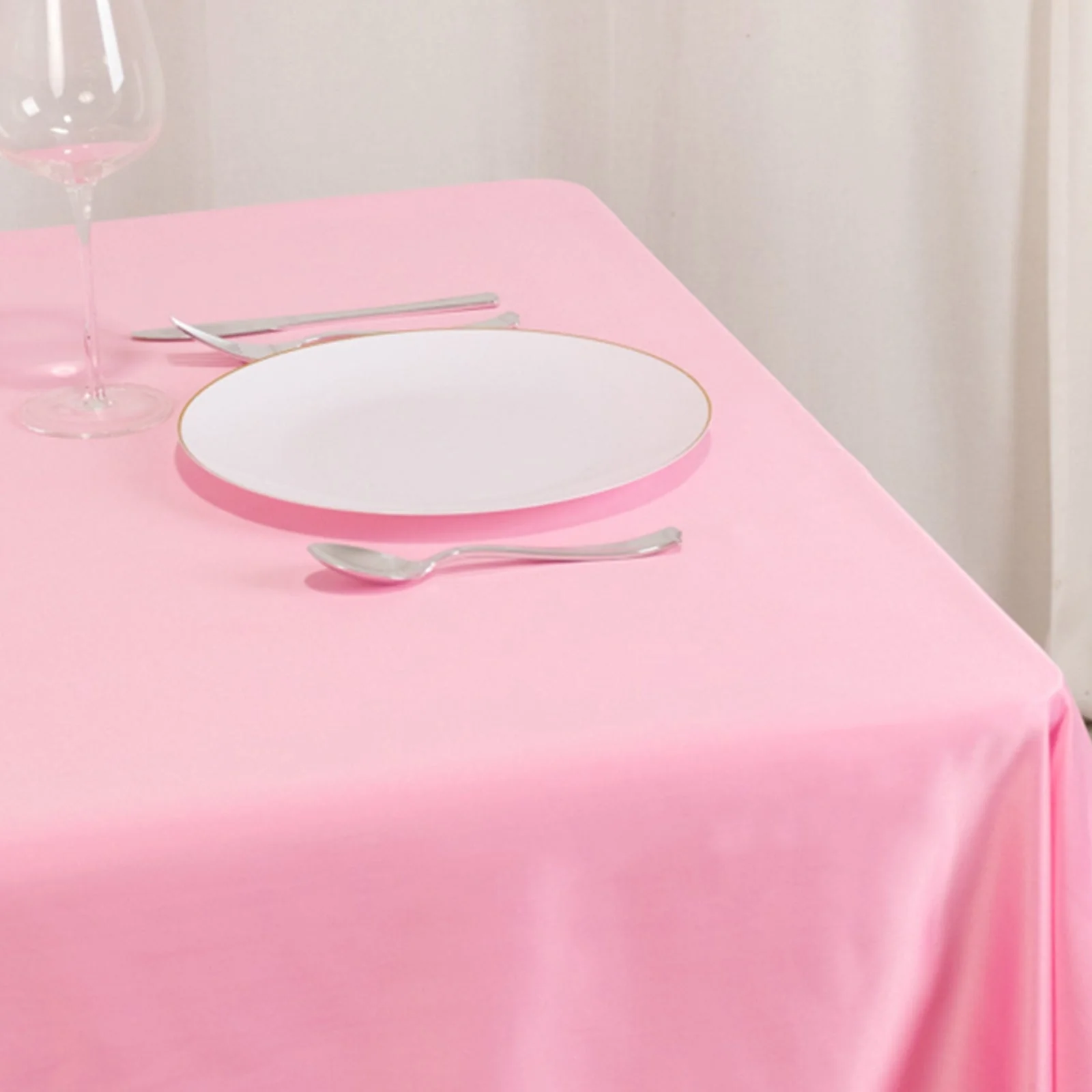 Lamour Satin Square Table Overlay 54"x54" Pink - Soft Tempered Sheen Table Topper - Image 5