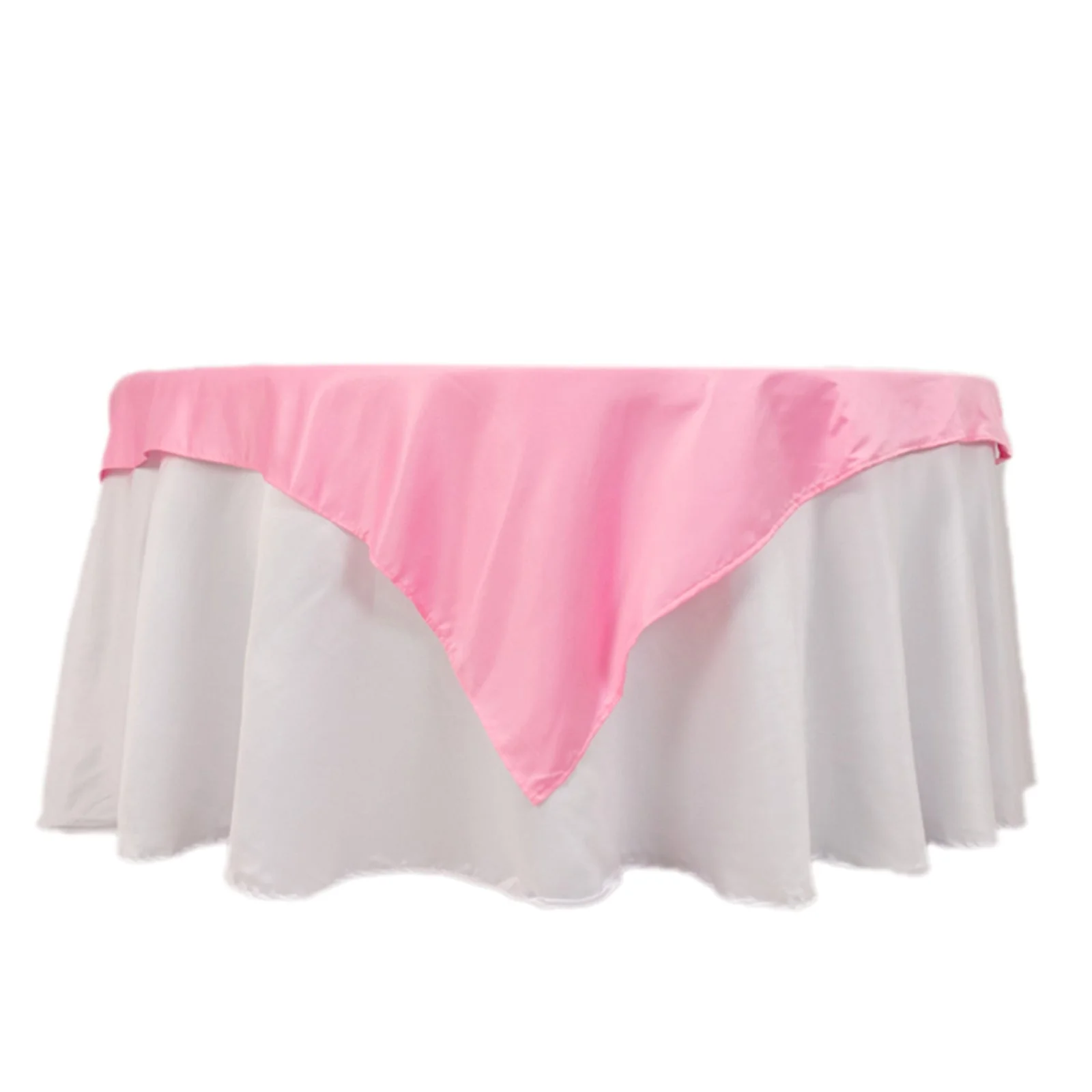 Lamour Satin Square Table Overlay 54"x54" Pink - Soft Tempered Sheen Table Topper - Image 7