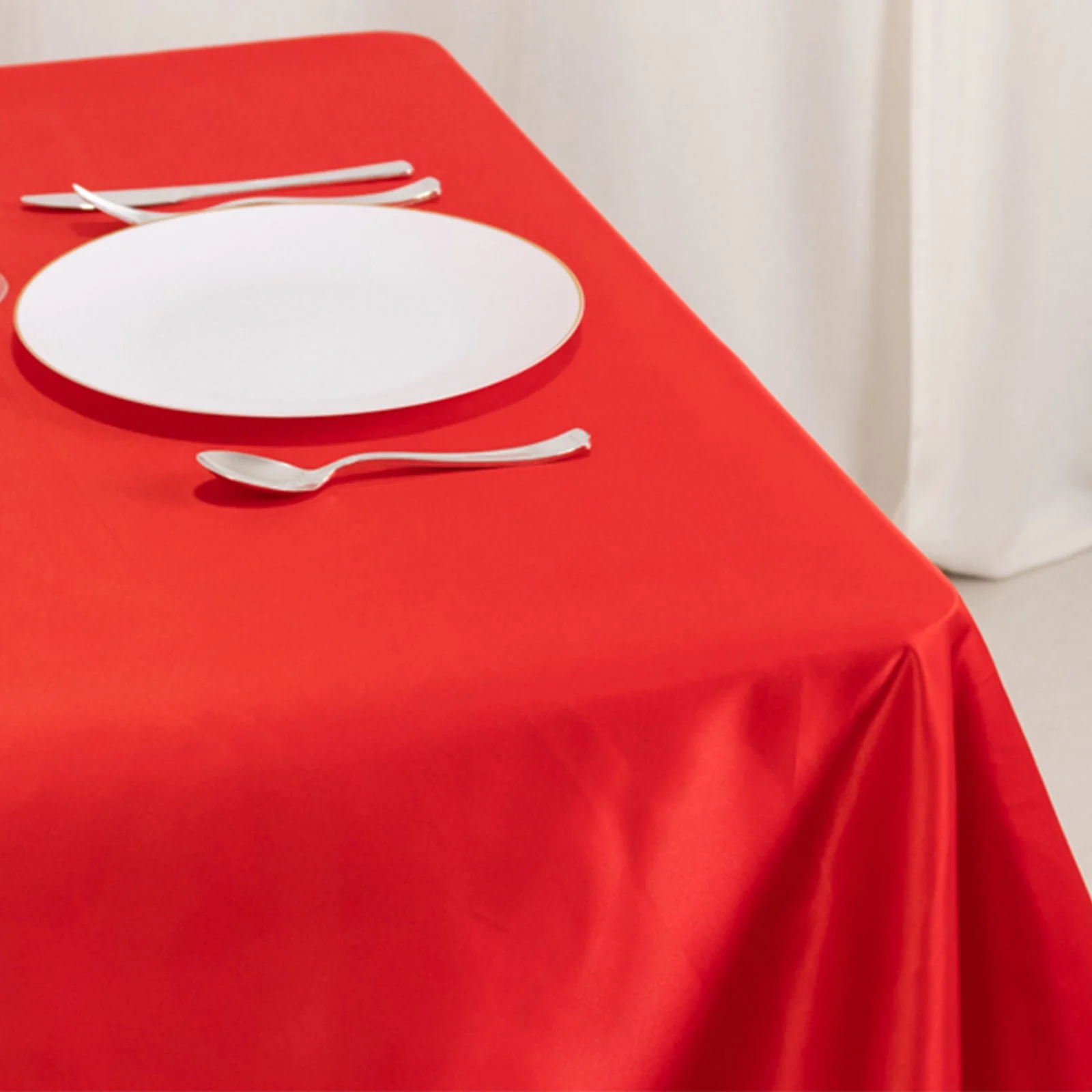 Lamour Satin Square Table Overlay 54"x54" Red - Soft Tempered Sheen Table Topper - Image 5
