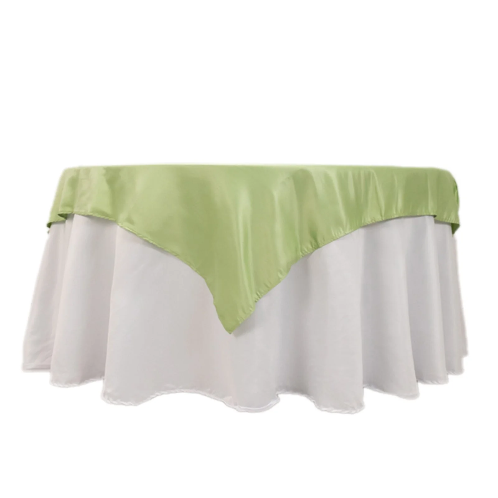 Lamour Satin Square Table Overlay 54"x54" Sage Green - Soft Tempered Sheen Table Topper - Image 3